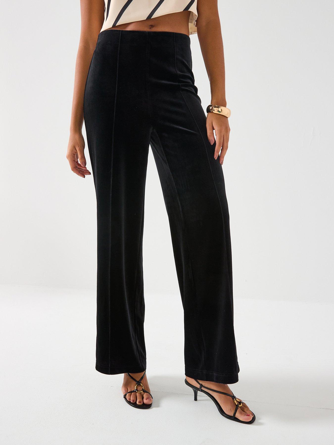 vero-moda-wide-leg-velvet-pant-black