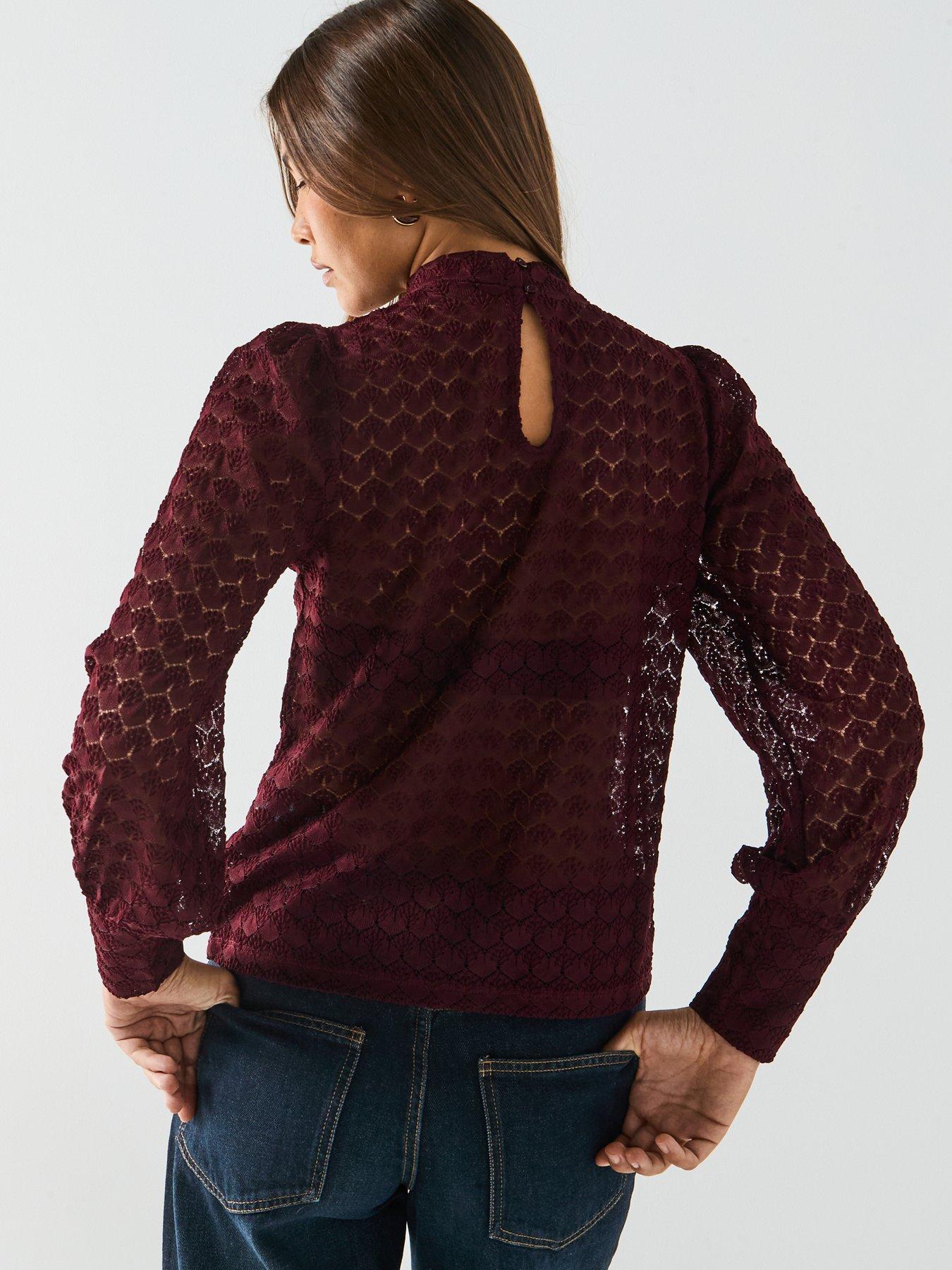 vero-moda-becca-long-sleeve-high-neck-lace-top-redstillFront
