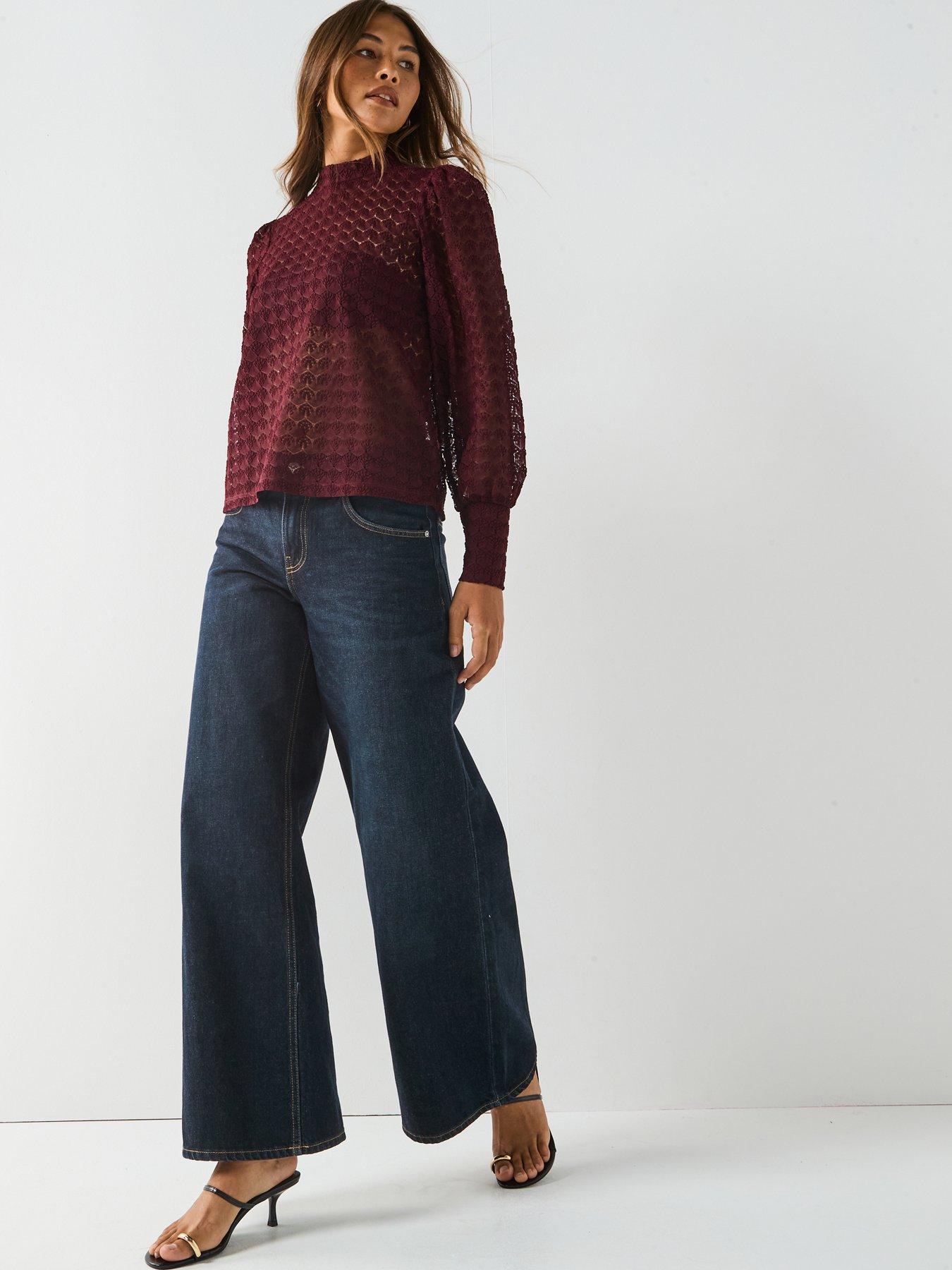 vero-moda-becca-long-sleeve-high-neck-lace-top-redback