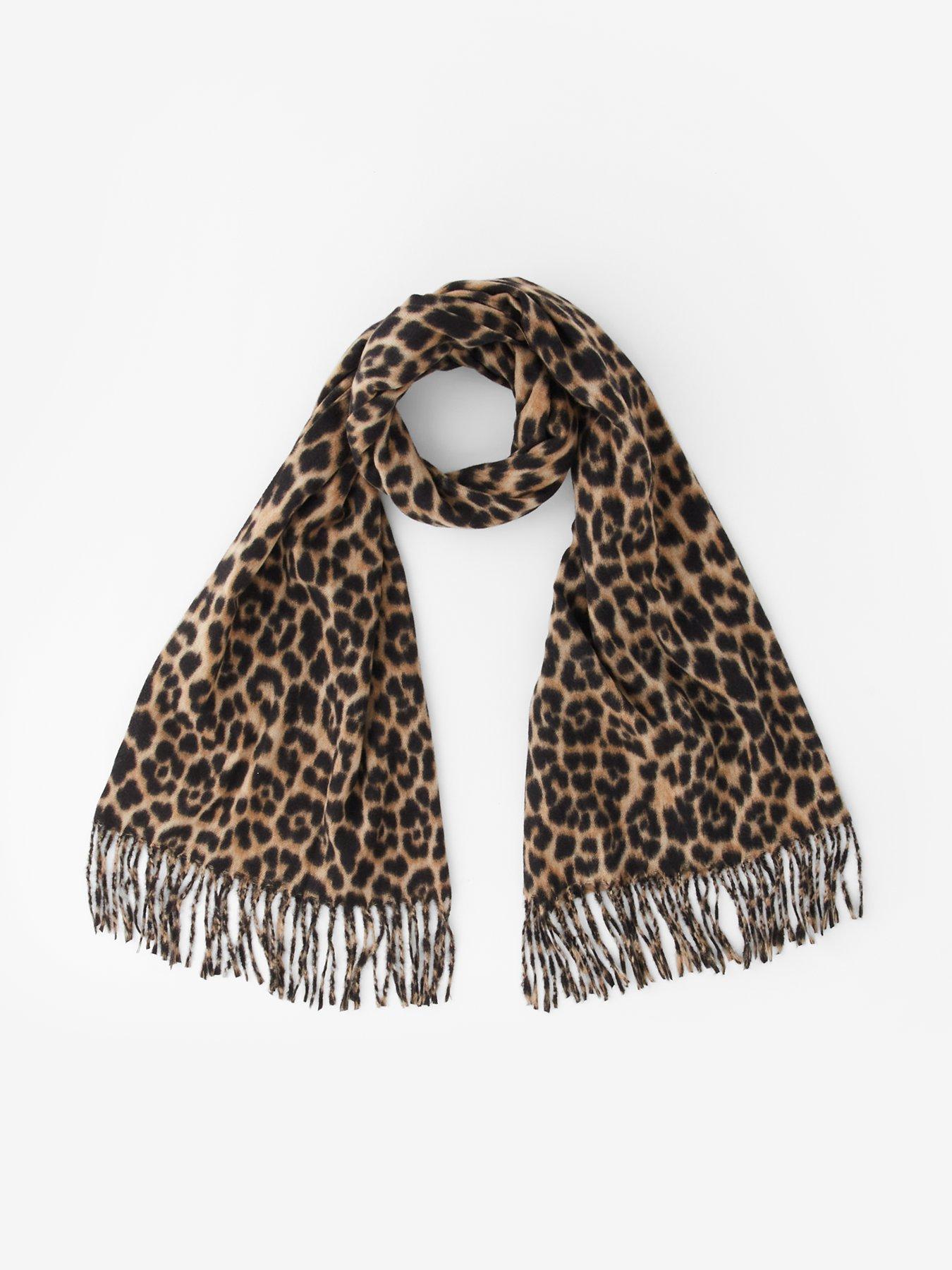 Image 1 of 4 of PIECES Animal Print Long Scarf - Leopard Print