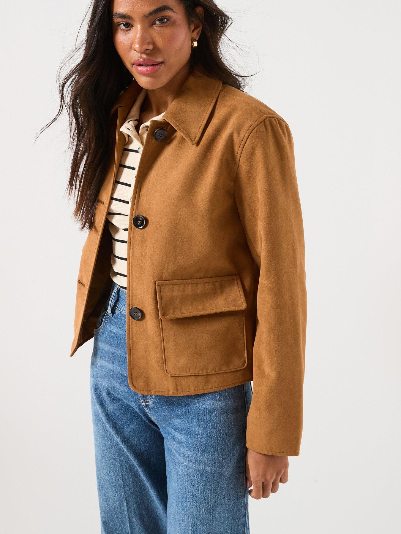 jdy-collared-short-faux-suede-jacket-brown