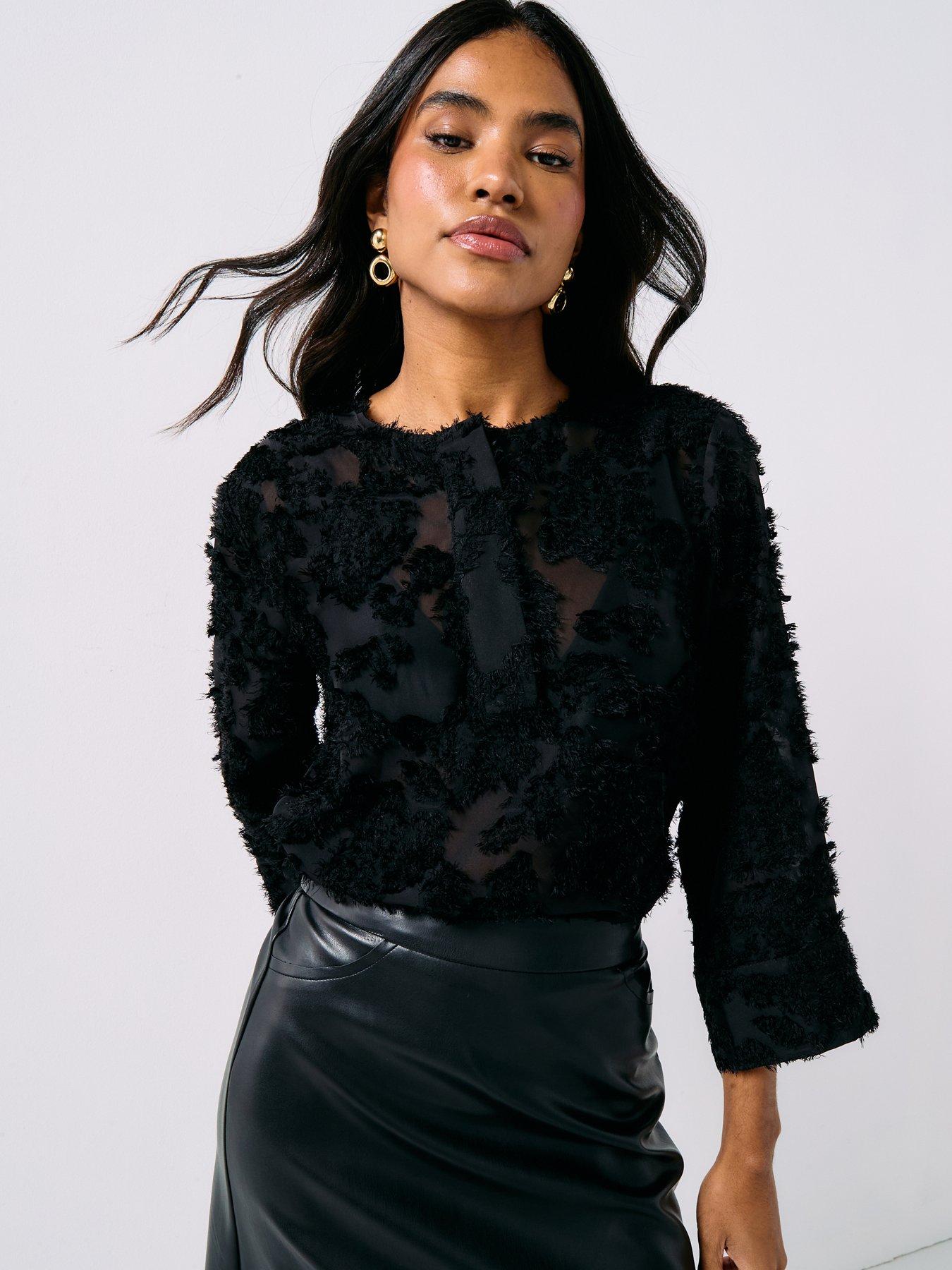 jdy-maia-half-placket-top-black