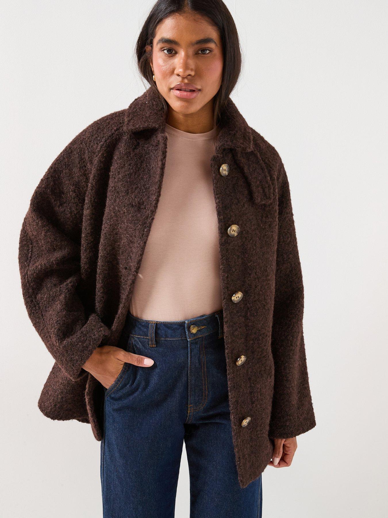 jdy-nevada-boucle-belt-coat-brown