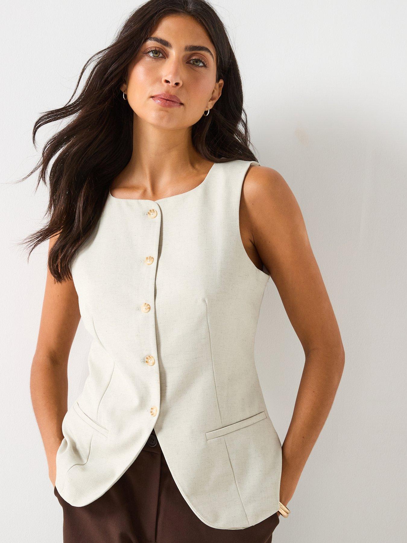 vero-moda-mikela-short-sleeve-long-waistcoat-cream