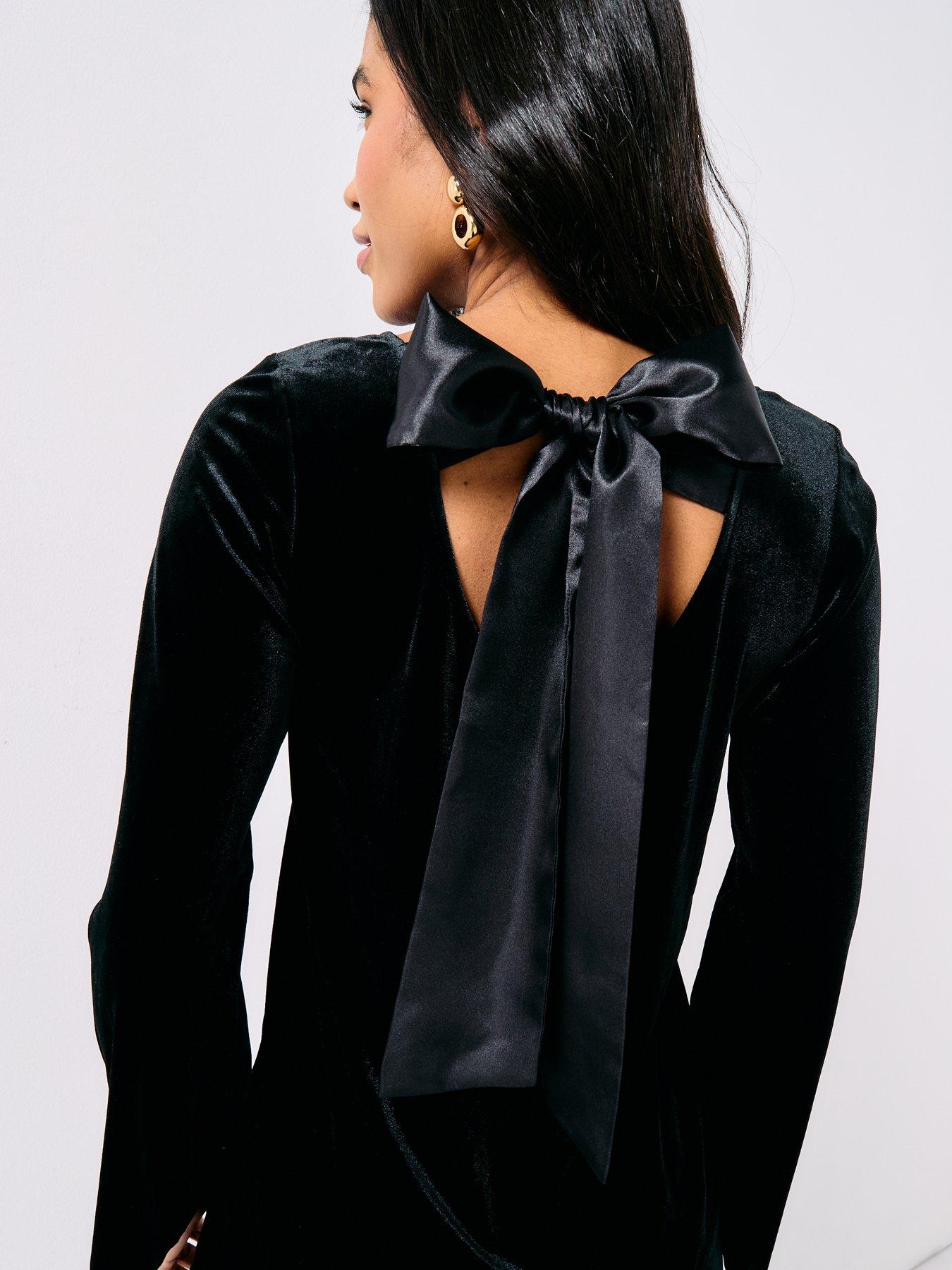 jdy-long-sleeve-velvet-bow-mini-dress-blackoutfit