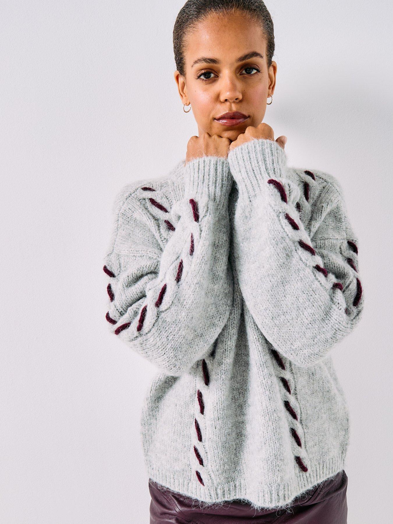 Vero Moda Ilina Long Sleeve O-neck Handstitch Jumper - Grey