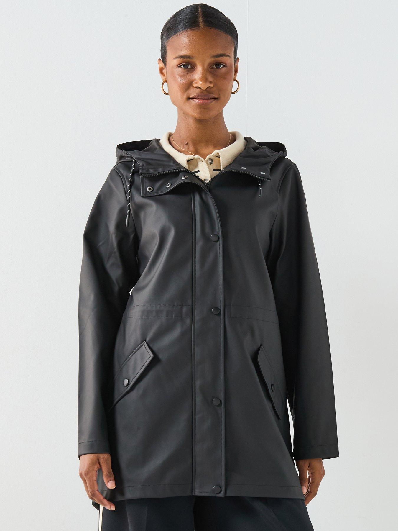 Image 1 of 6 of Vero Moda Malou Coated Rain Jacket - Black