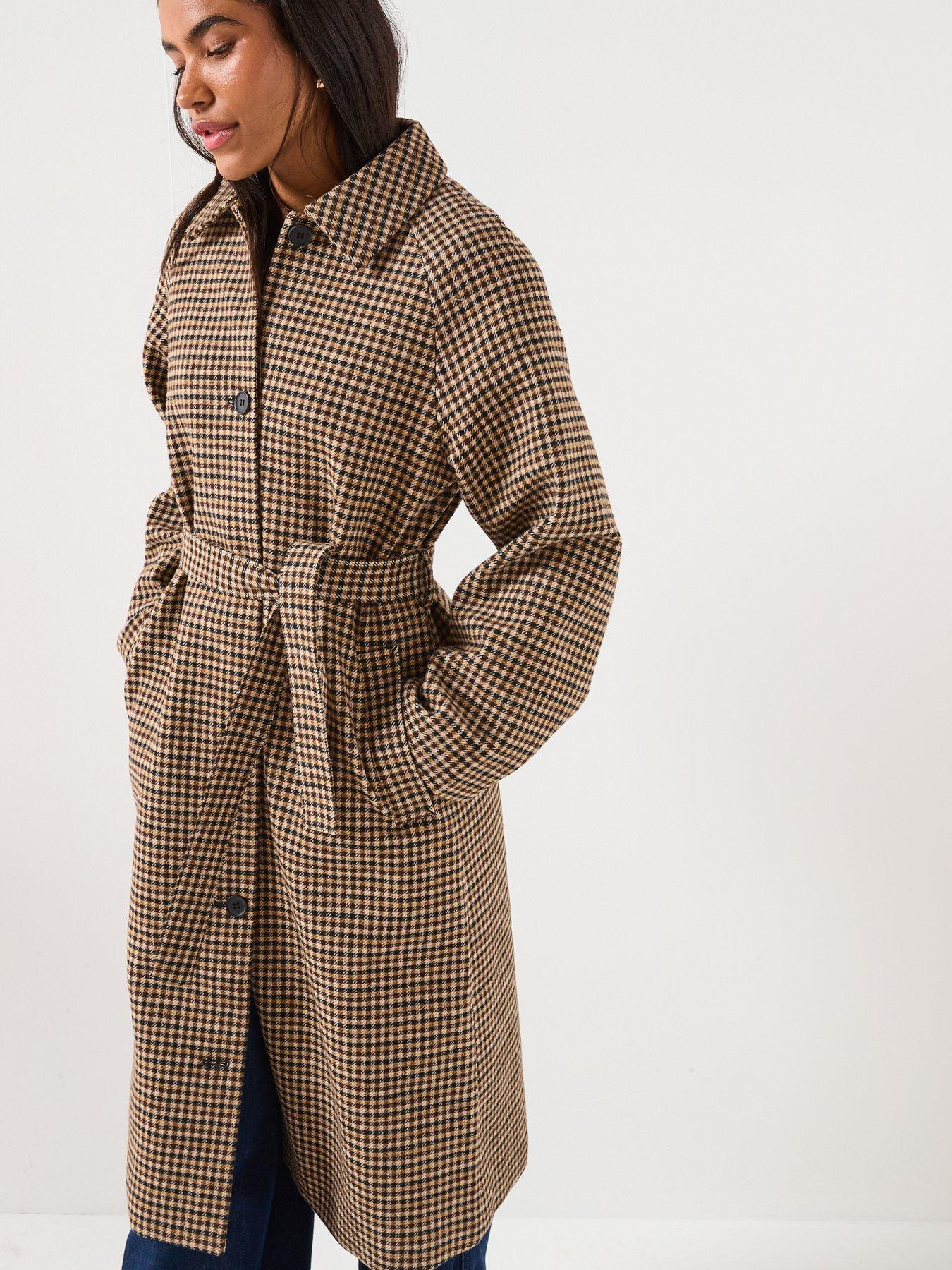 jdy-check-collared-belt-long-coat-browndetail