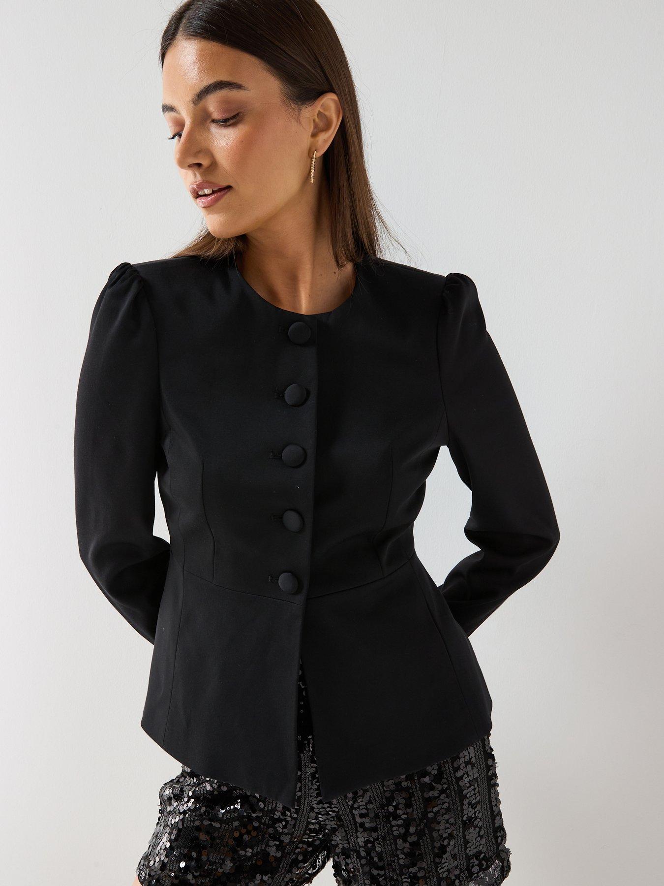 vero-moda-sabia-fitted-peplum-satin-collarless-blazer-black