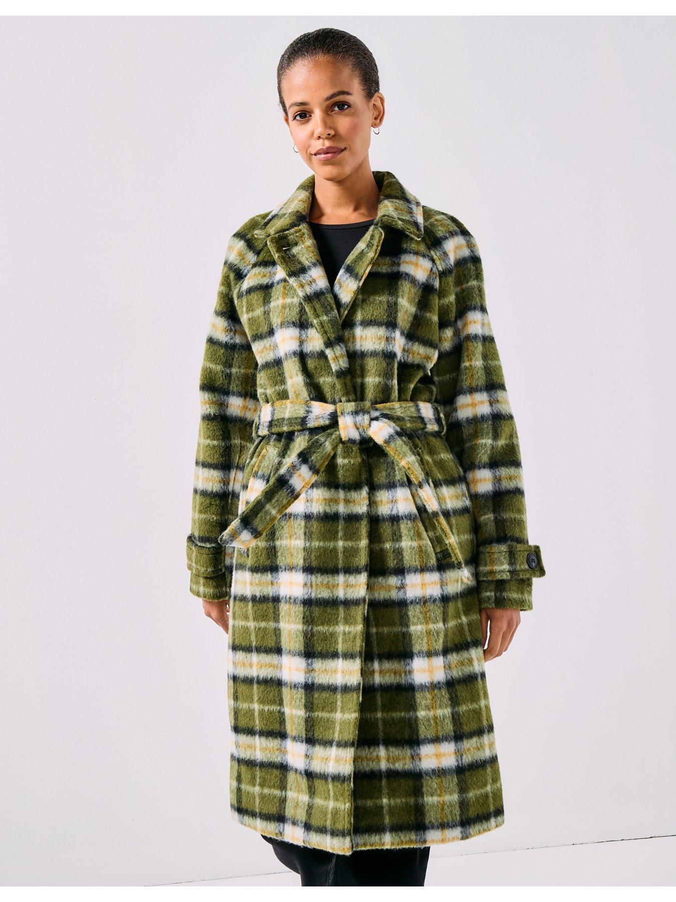 vero-moda-check-long-wool-textured-coat-green