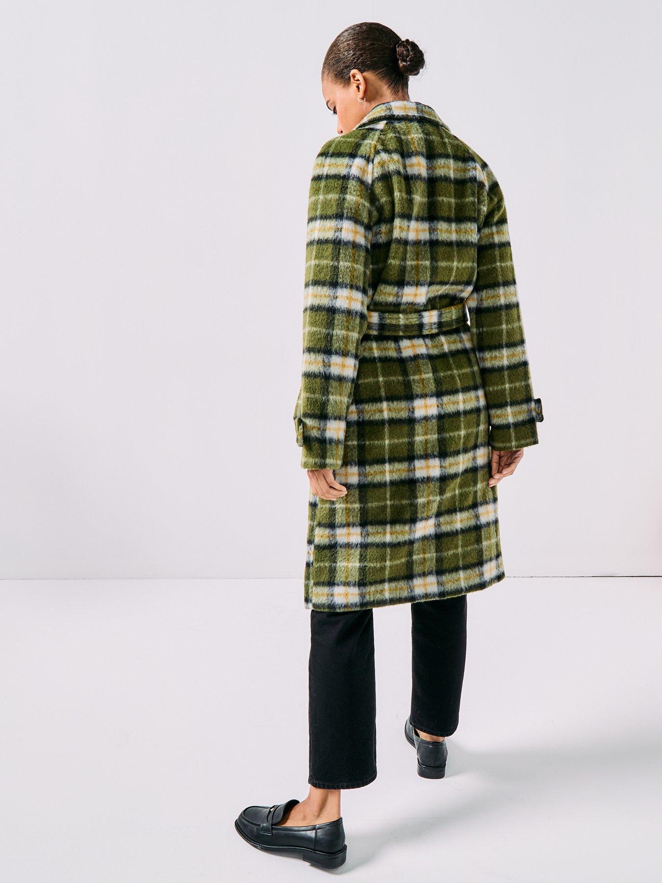vero-moda-check-long-wool-textured-coat-greenstillFront