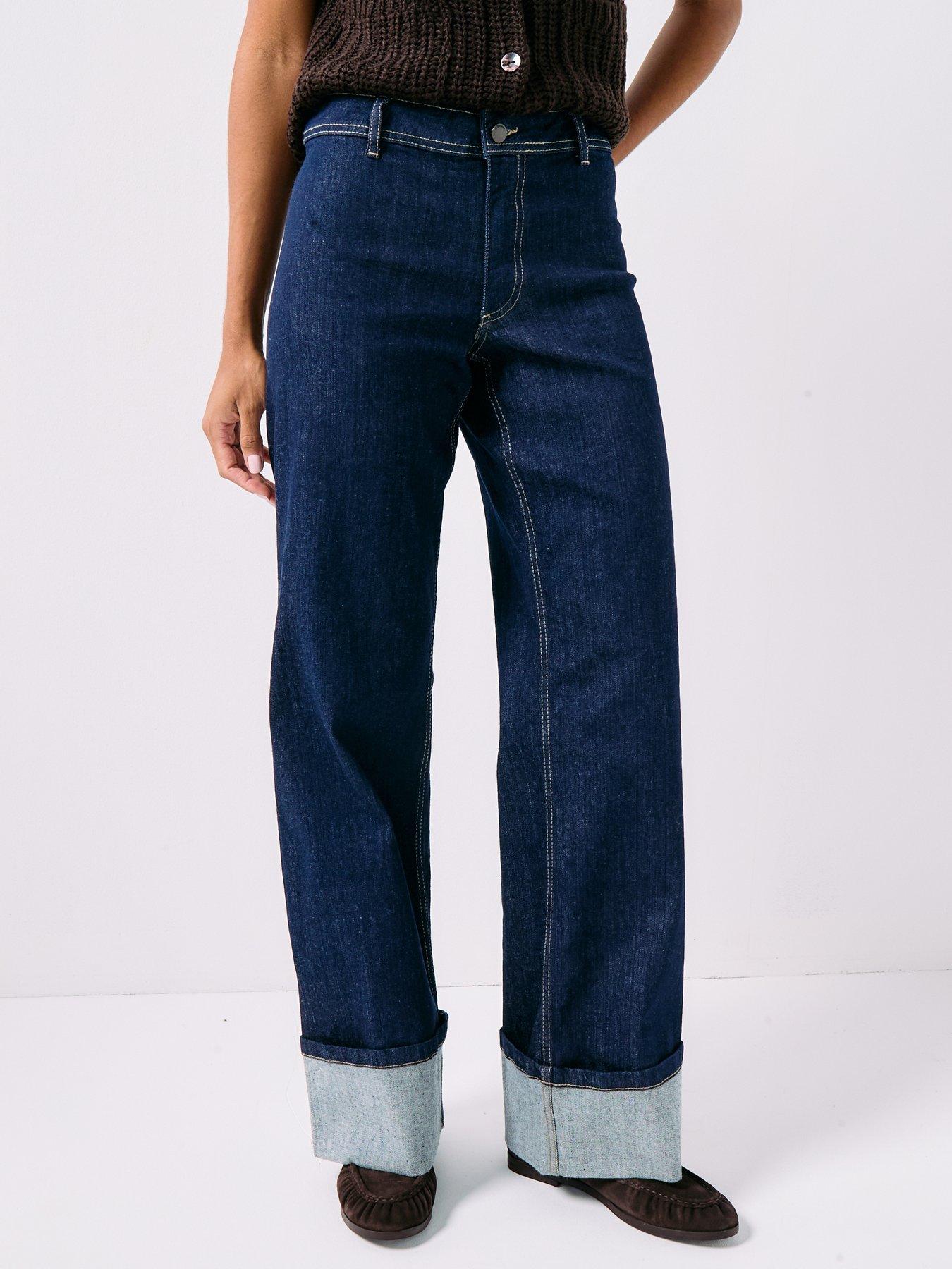 JDY Vanessa Wide Turn Up Jeans - Blue