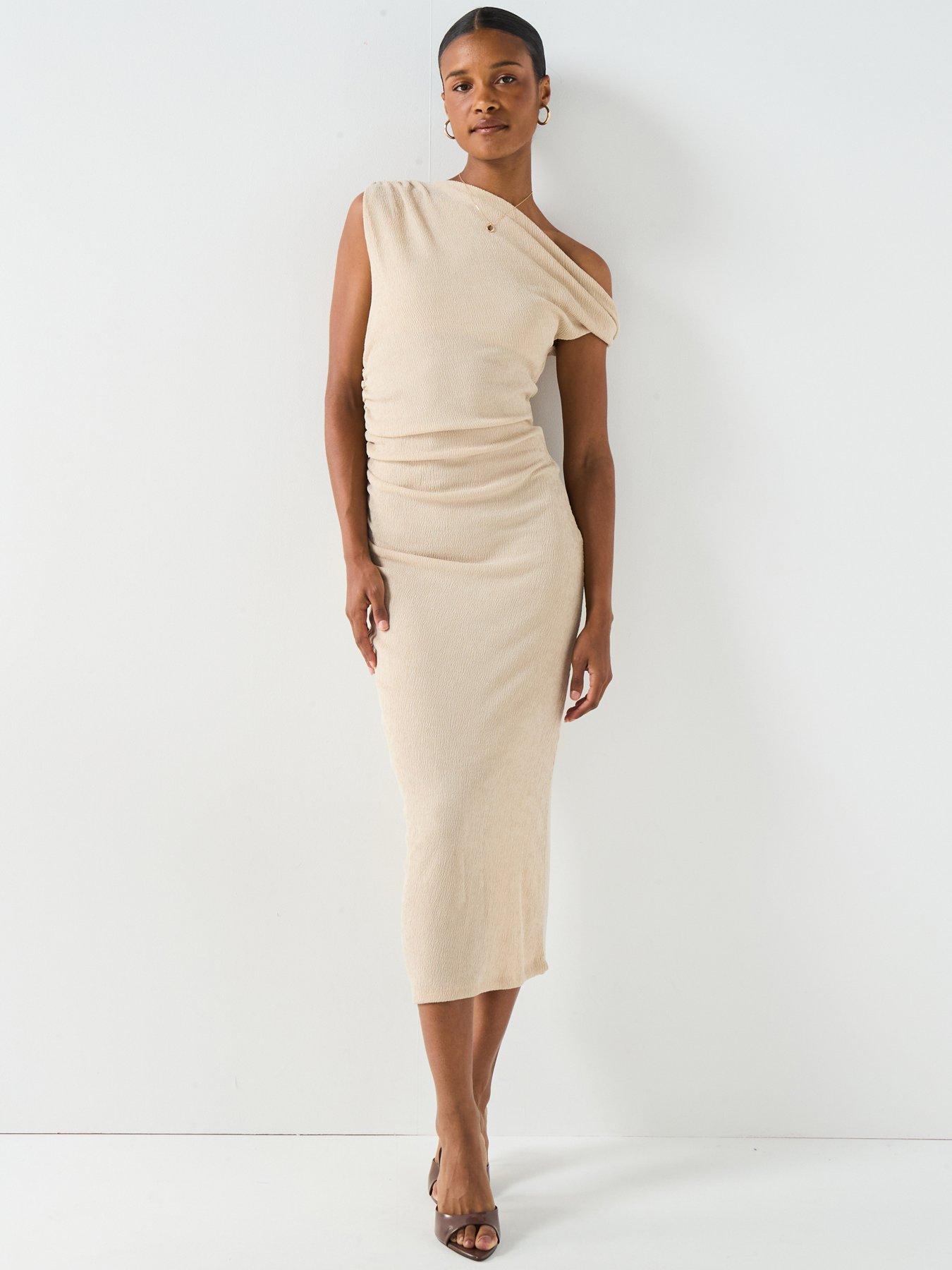 Vero Moda One Shoulder Midi Dress - Cream