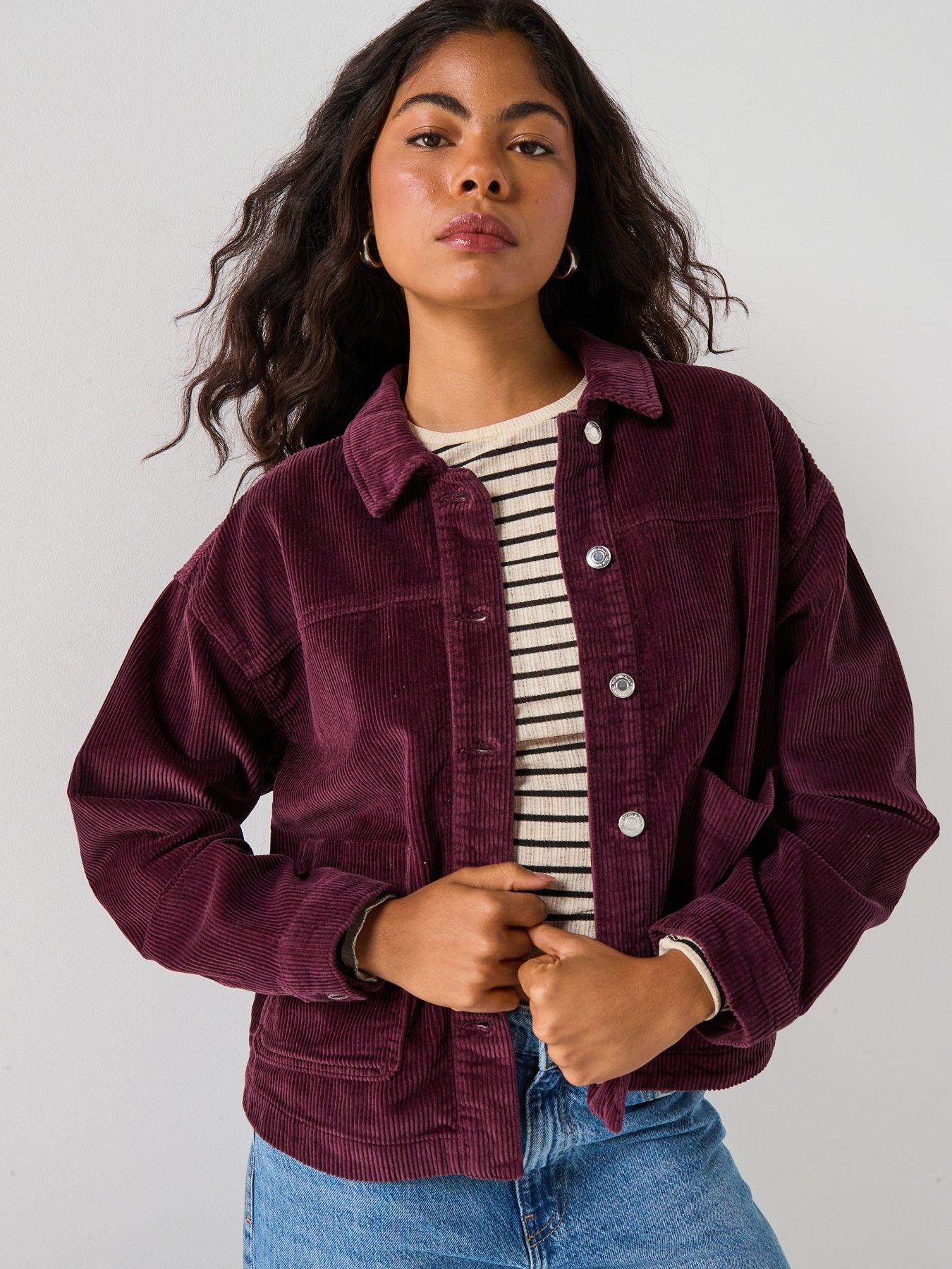 Vero Moda Jamie Long Sleeve Corduroy Shacket - Red
