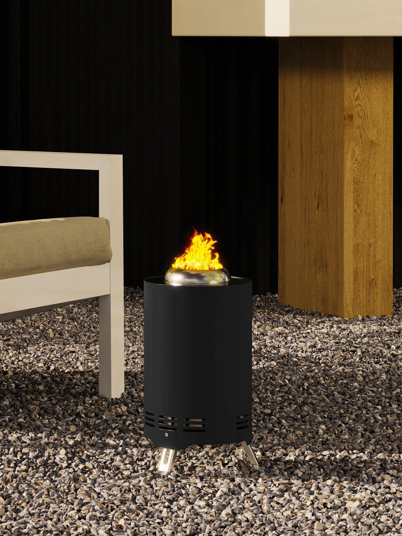 Image of OutSunny Smokeless Fire Pit, 16 x 16 cm Stainless Steel Portable Wood Burning Firepit with Poker for Garden Camping Bonfire Party, Black