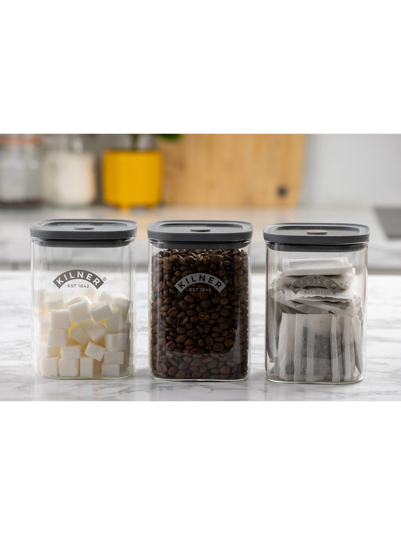 KILNER Fresh Storage Set Of 3 Square Jars 1l