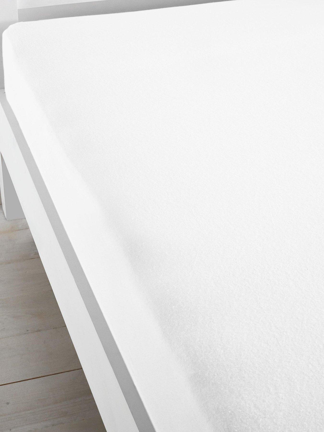 undefined Brushed Cotton Fitted Sheet- White- Single