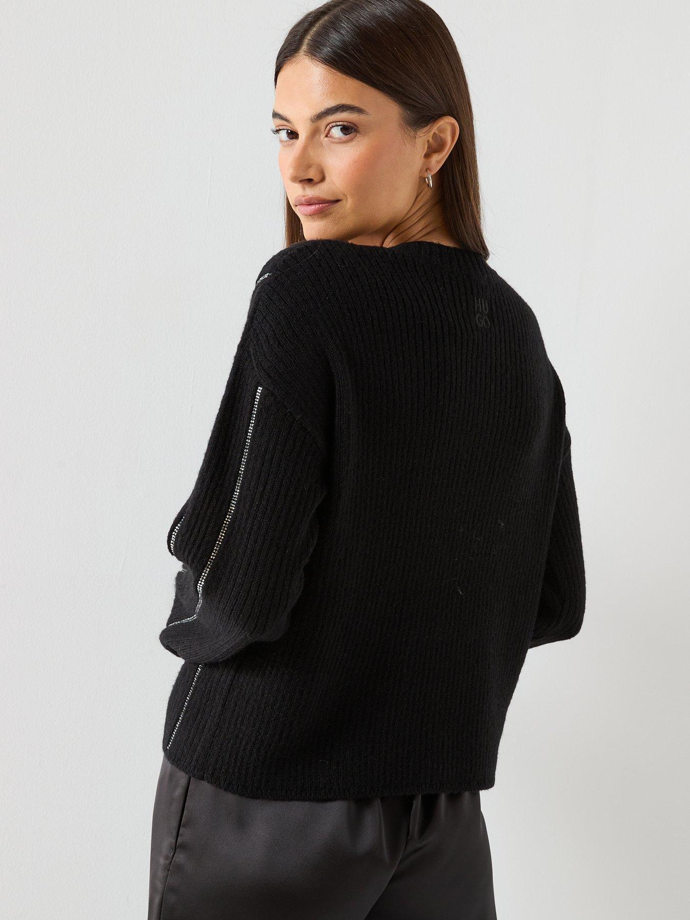 hugo-ribbed-knitted-jumper-blackstillFront