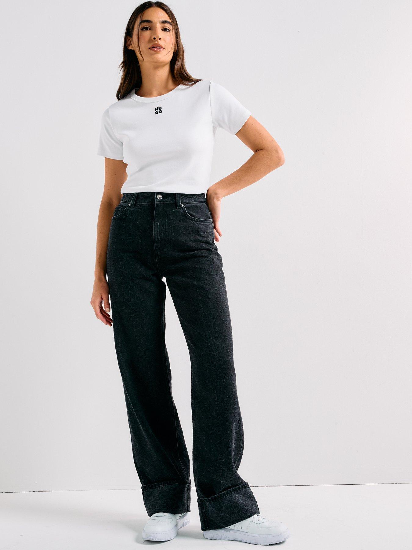 HUGO Textured Straight Leg Jeans - Charcoal