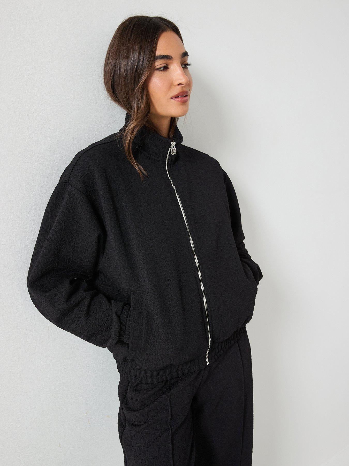 HUGO Zip Up Sweatshirt - Black