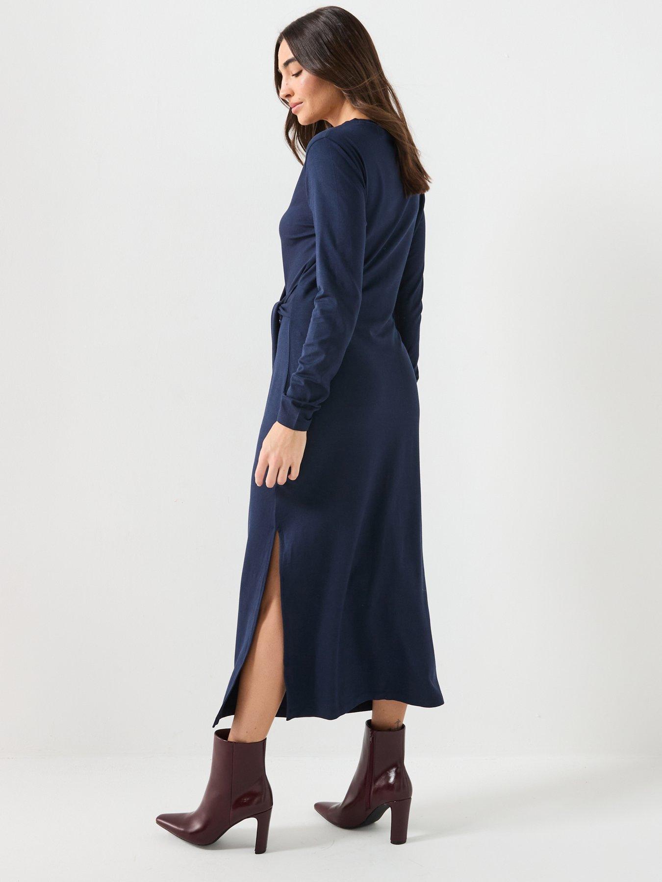 boss-long-sleeve-midi-dress-dark-bluestillFront
