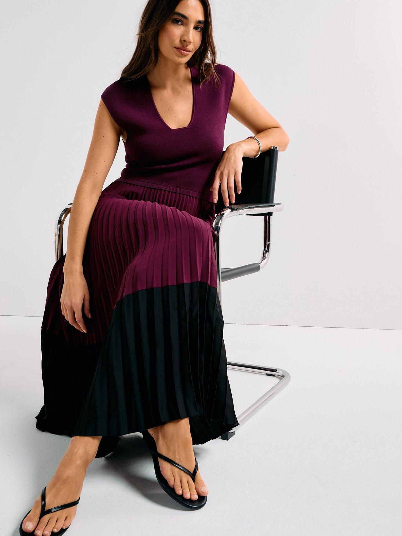 BOSS Flissani Knit Midi Dress - Dark Purple