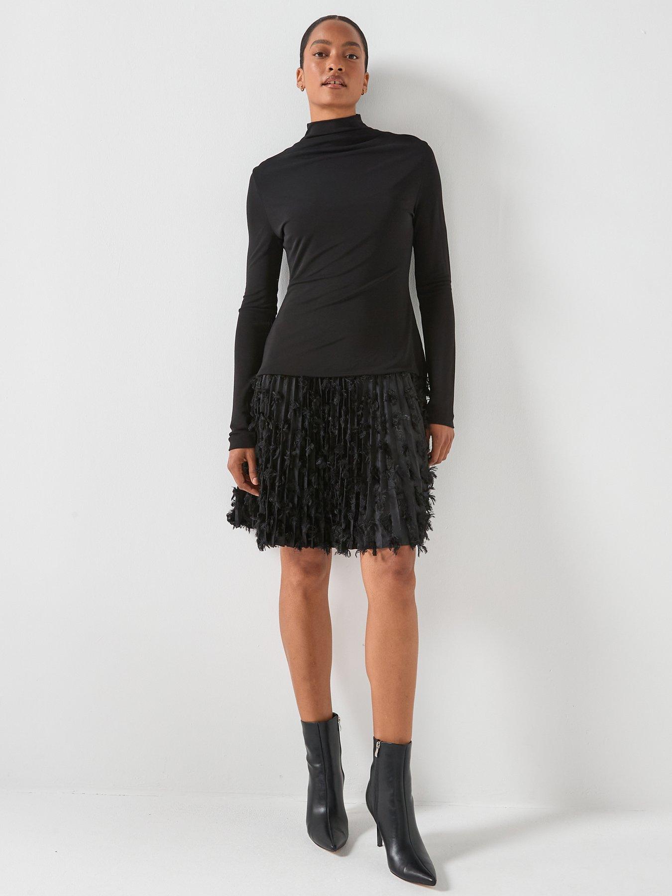 boss-ecicla-textured-midi-dress-black