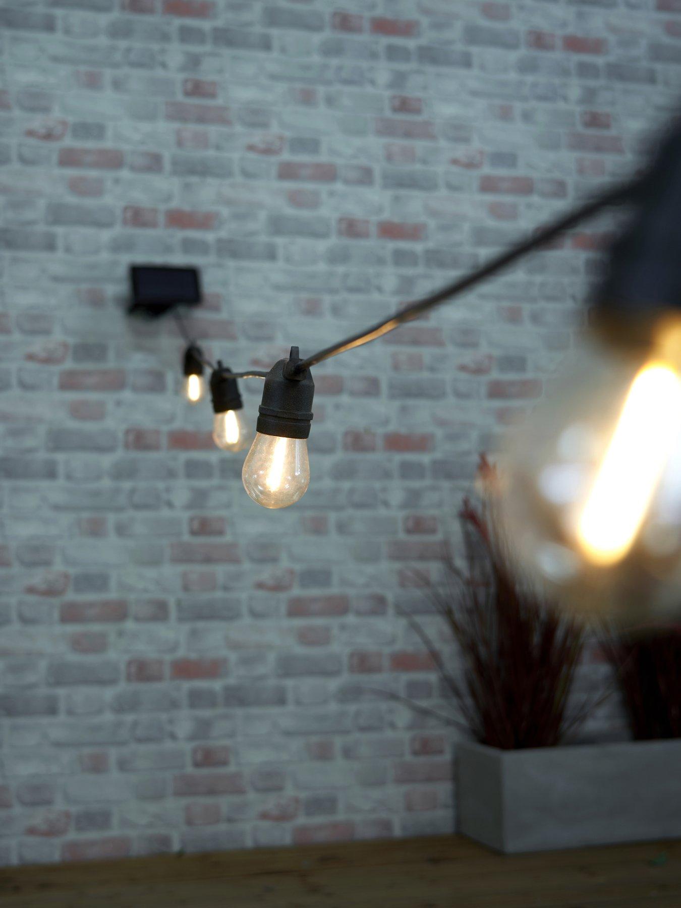 Image 1 of 6 of Zinc Wye IP44 Solar 10lt Festoon w 0.5w E27 Lamps Black - 10m overall length