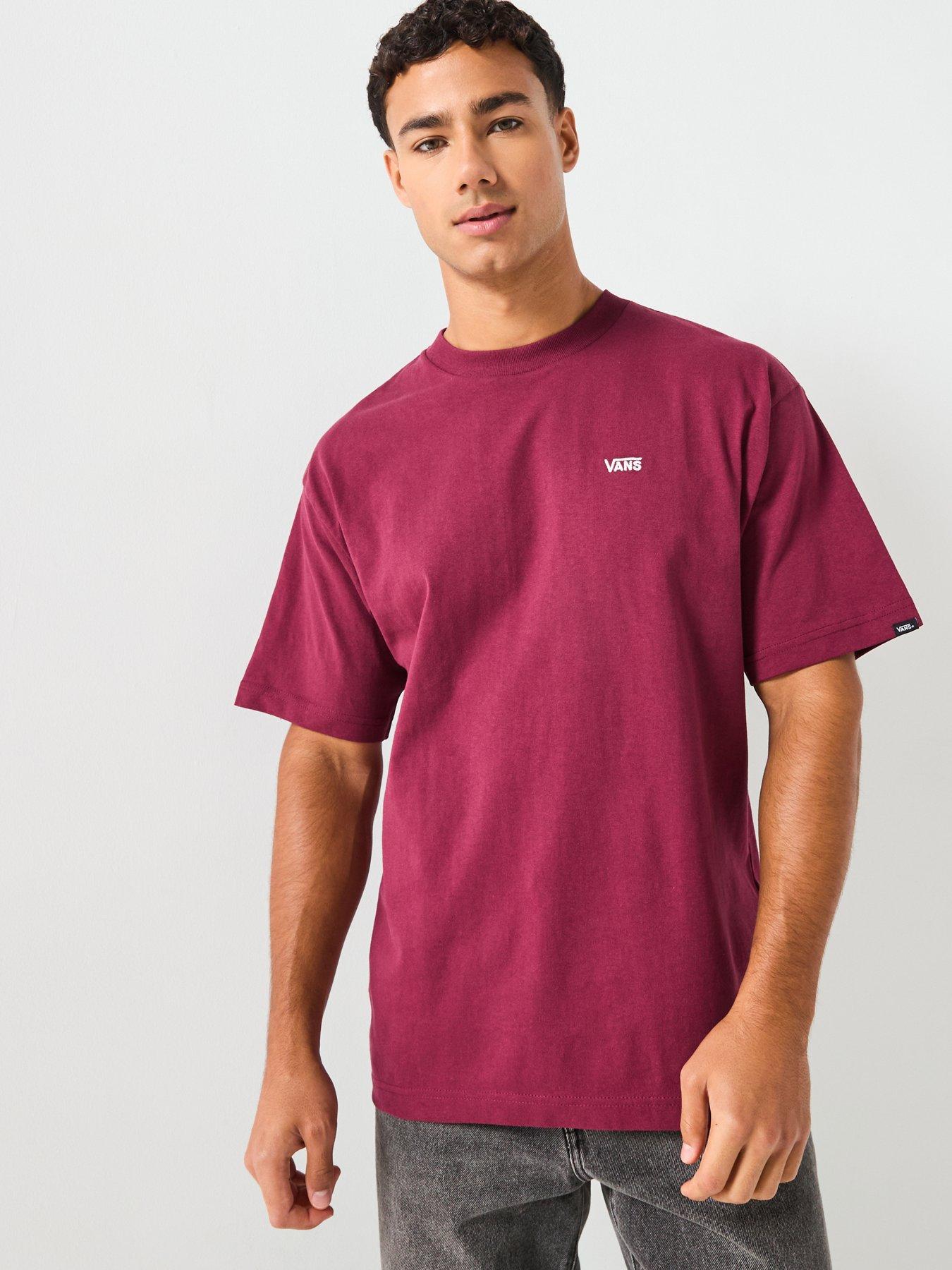 Vans Mens Left Chest Oversized Short Sleeve T-Shirt - Burgundy Red