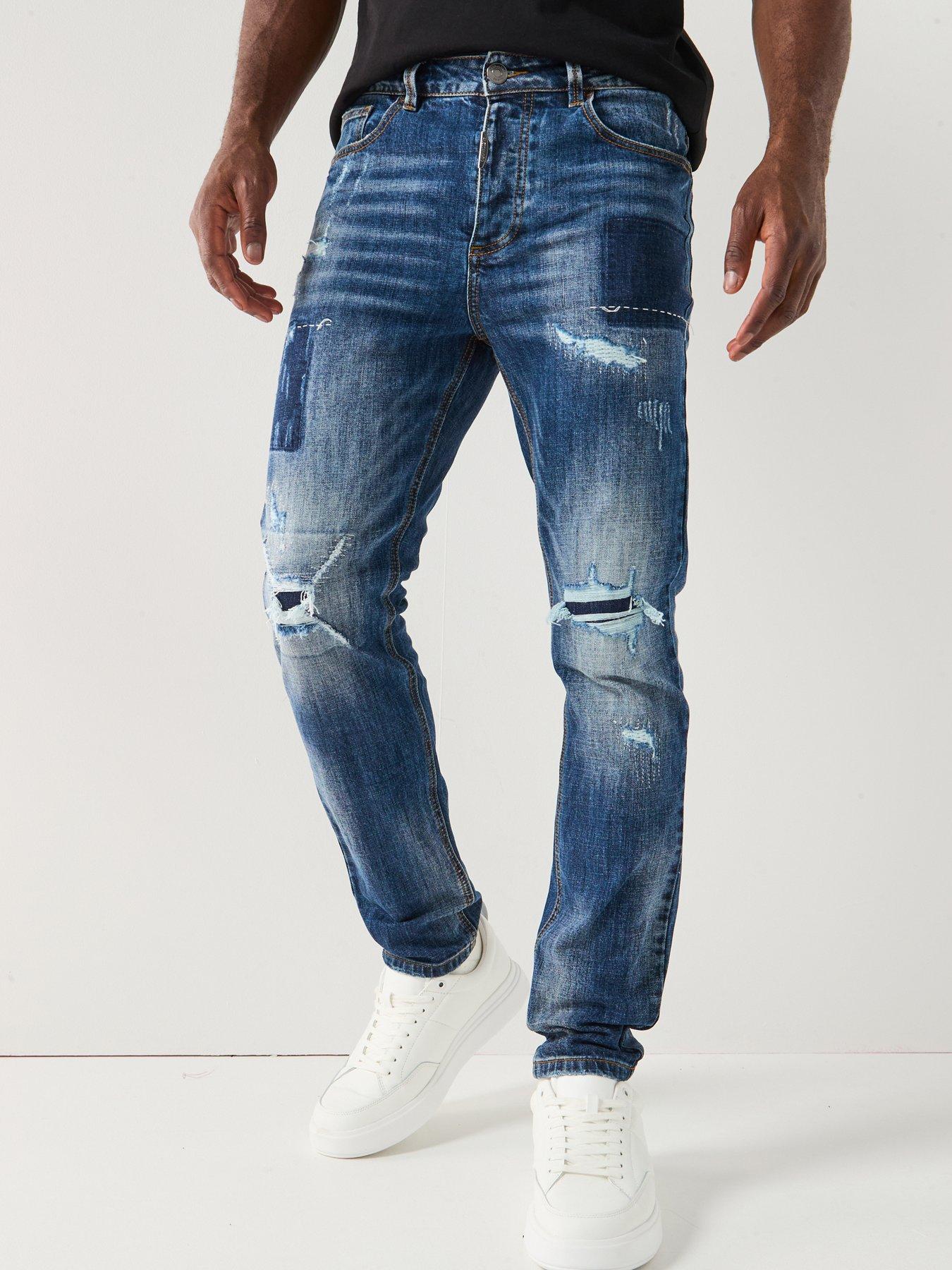 Image 1 of 6 of Alessandro Zavetti Pastini Loose Slim Fit Jeans - Dark Blue
