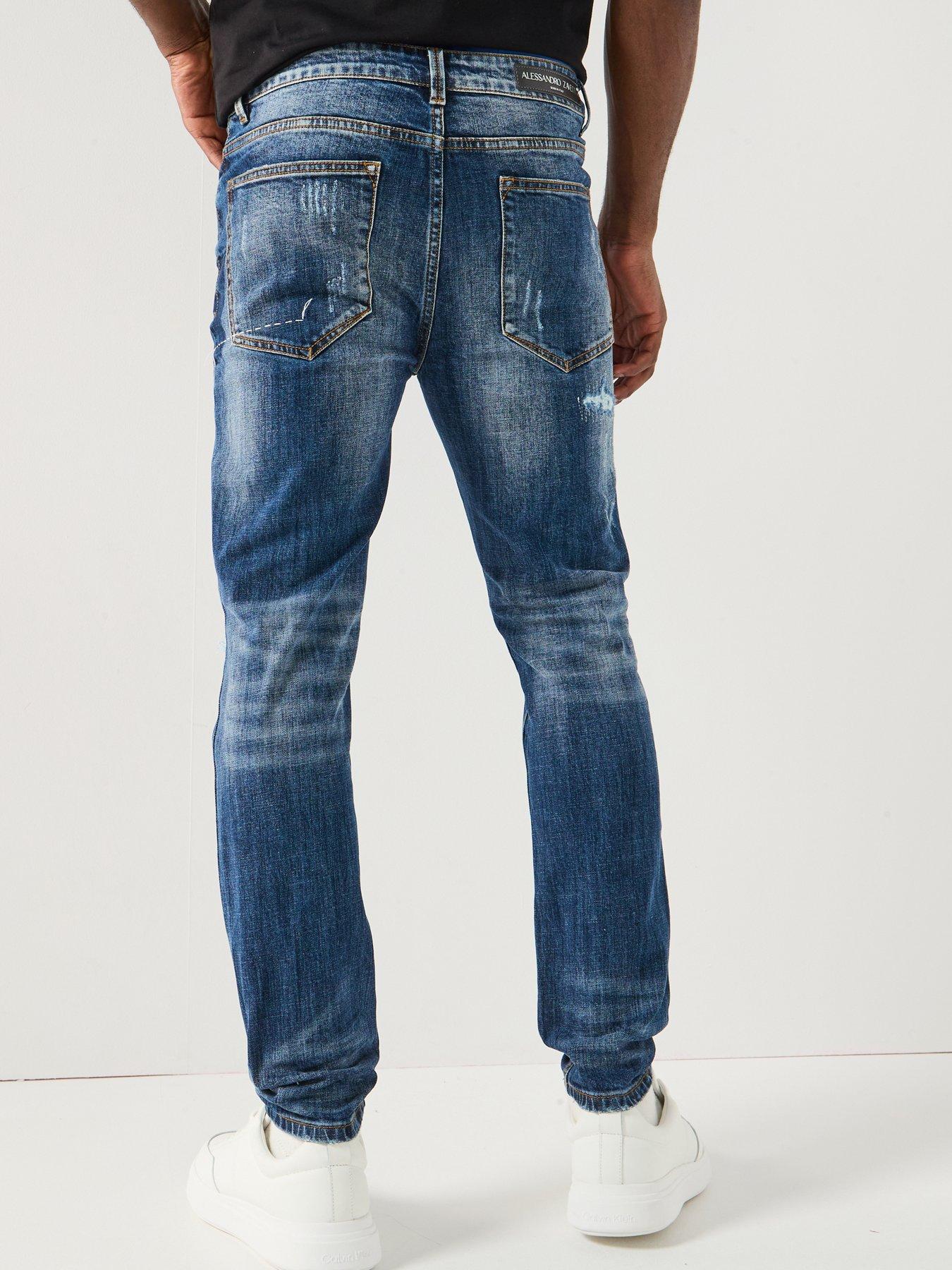 Image 2 of 6 of Alessandro Zavetti Pastini Loose Slim Fit Jeans - Dark Blue