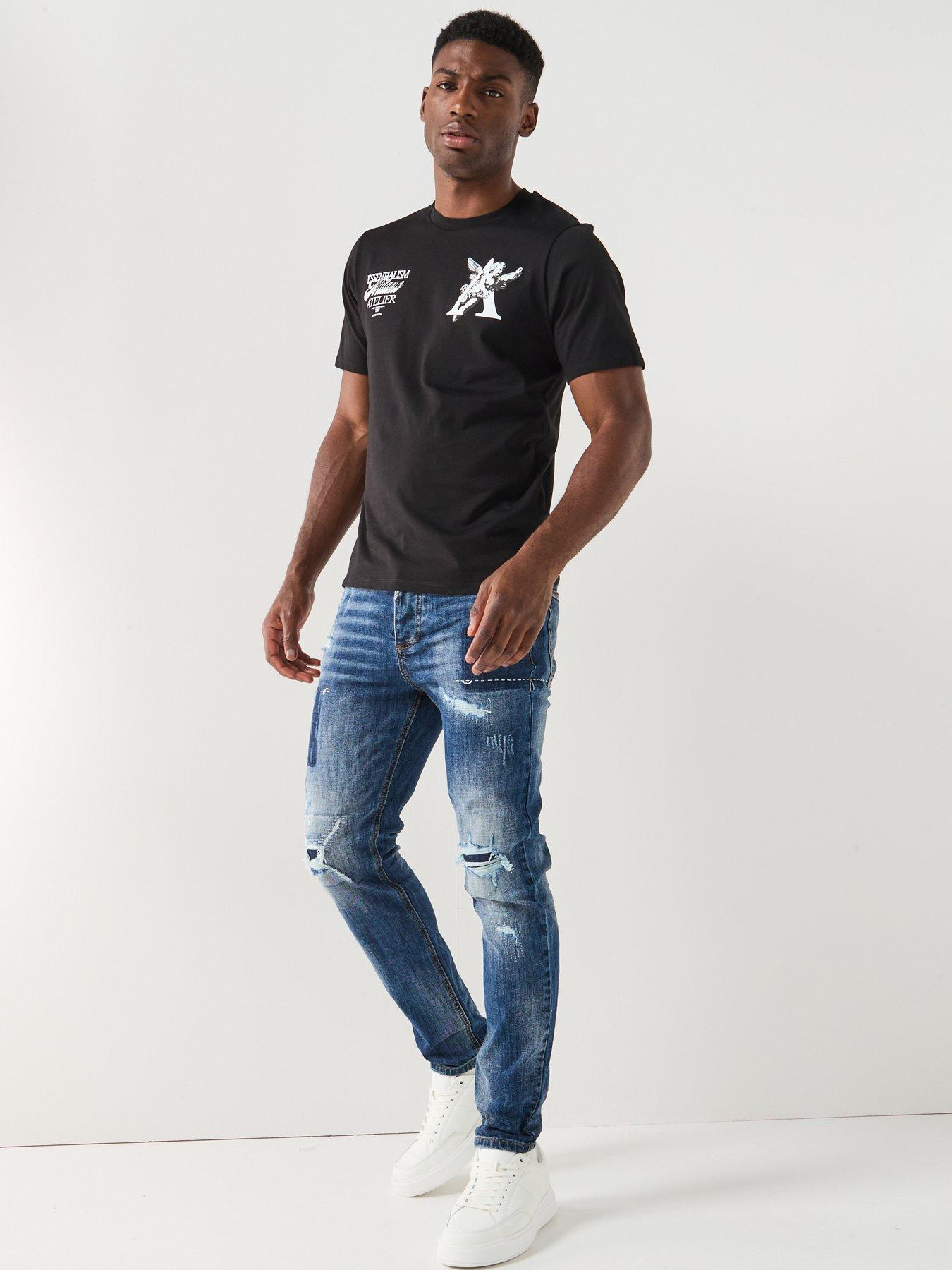 Image 3 of 6 of Alessandro Zavetti Pastini Loose Slim Fit Jeans - Dark Blue