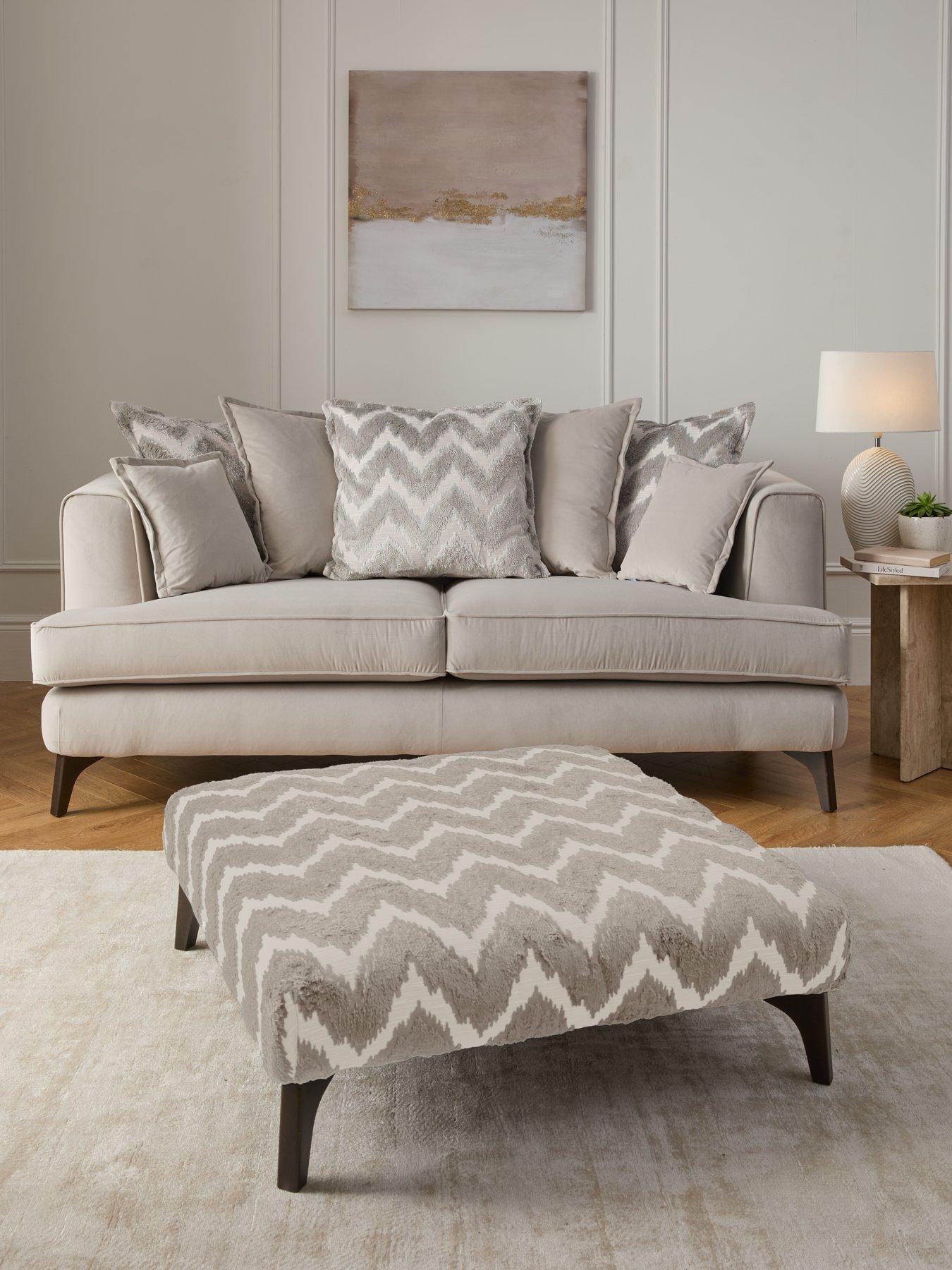 Very Home Mayfair 3 Seater Fabric Sofa With Patterned Footstool - Made to Order in the UK
