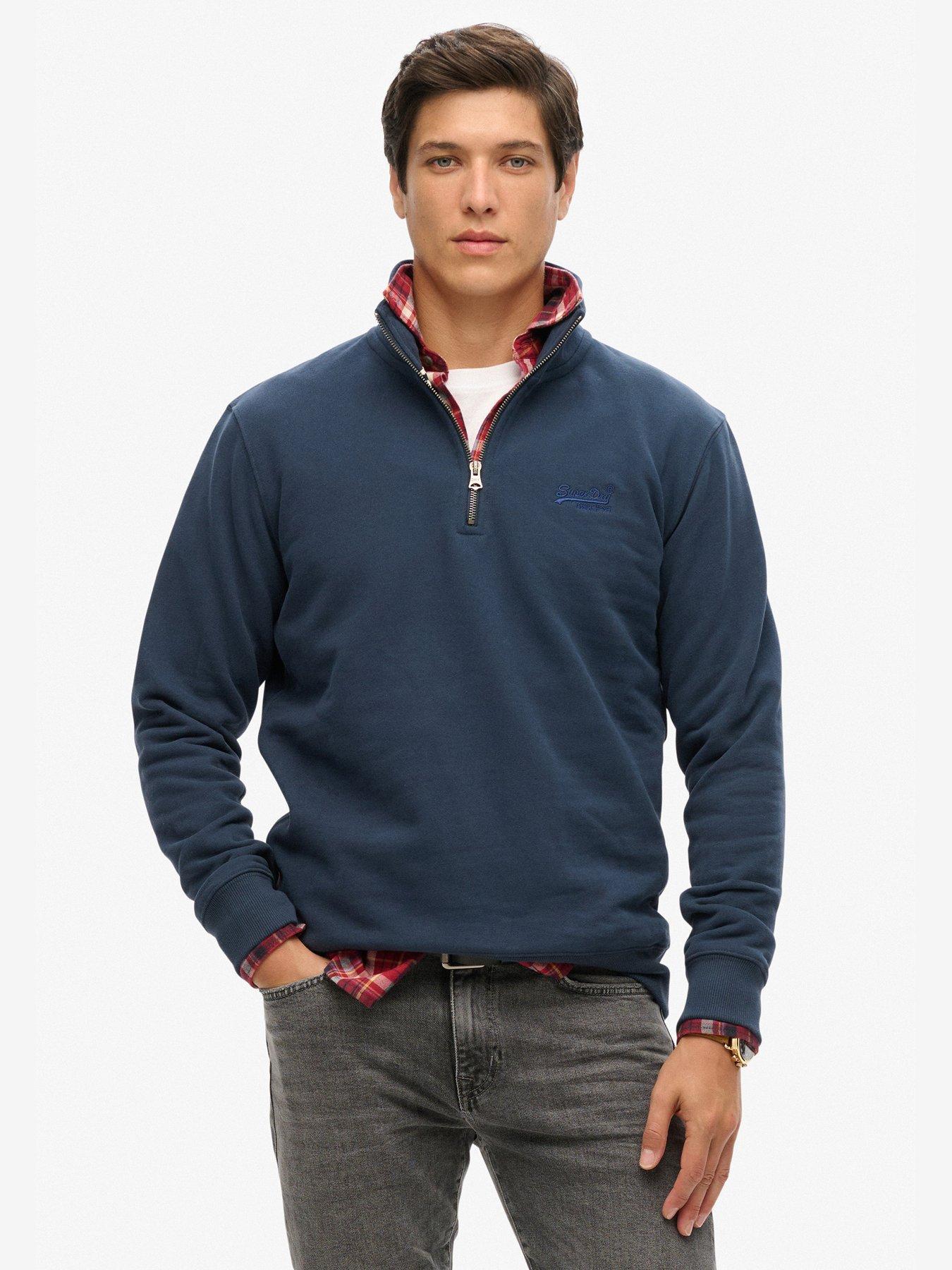 Image 1 of 5 of Superdry Essential Logo Henley Sweatshirt - Navy