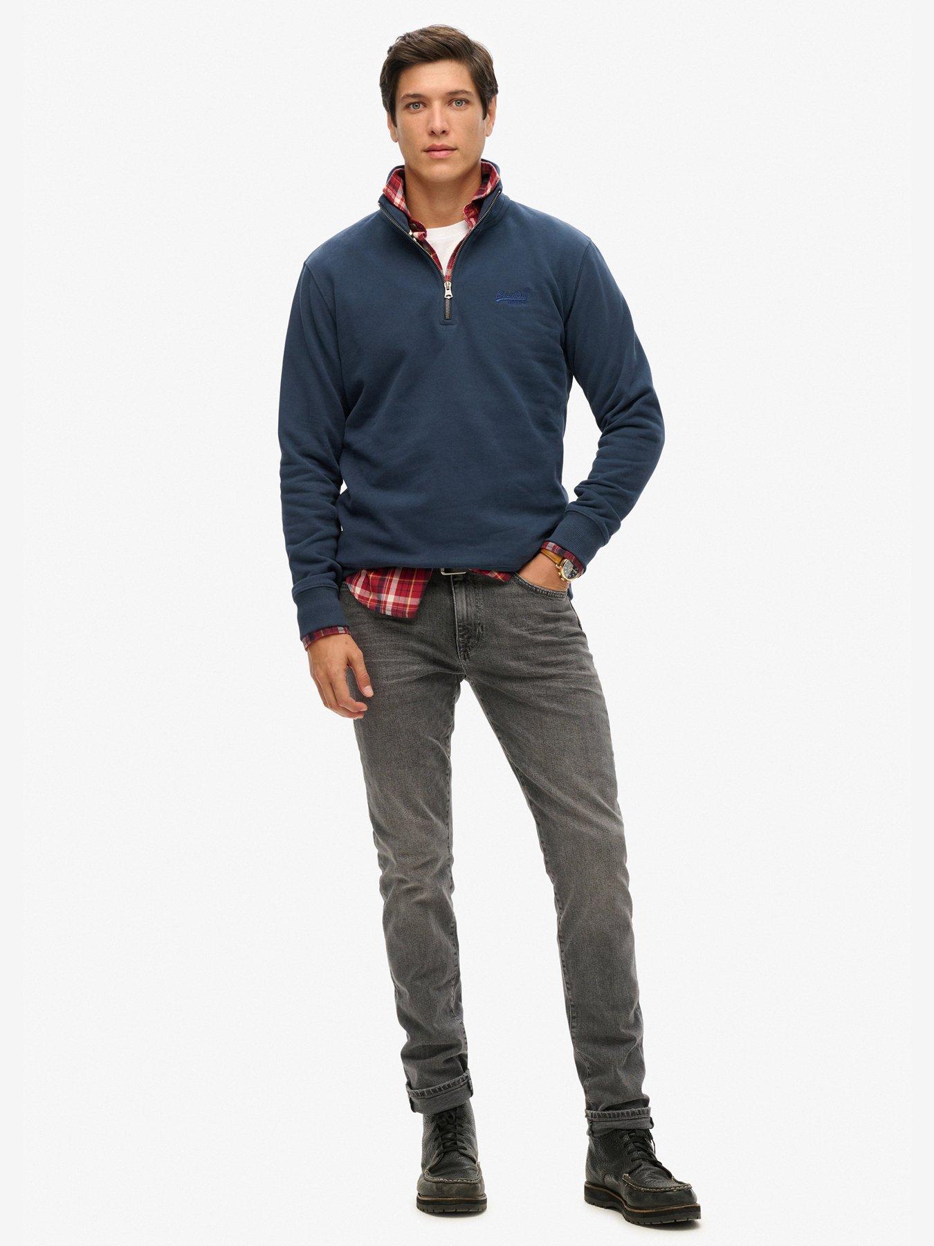 Image 2 of 5 of Superdry Essential Logo Henley Sweatshirt - Navy