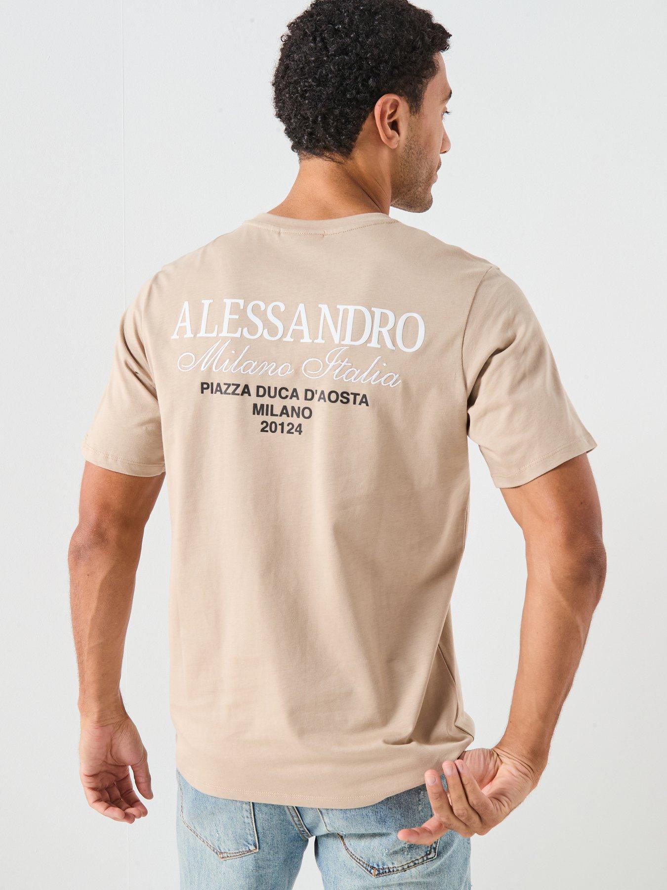 Image 1 of 5 of Alessandro Zavetti Montanelli Graphic Back Print T-Shirt - Beige