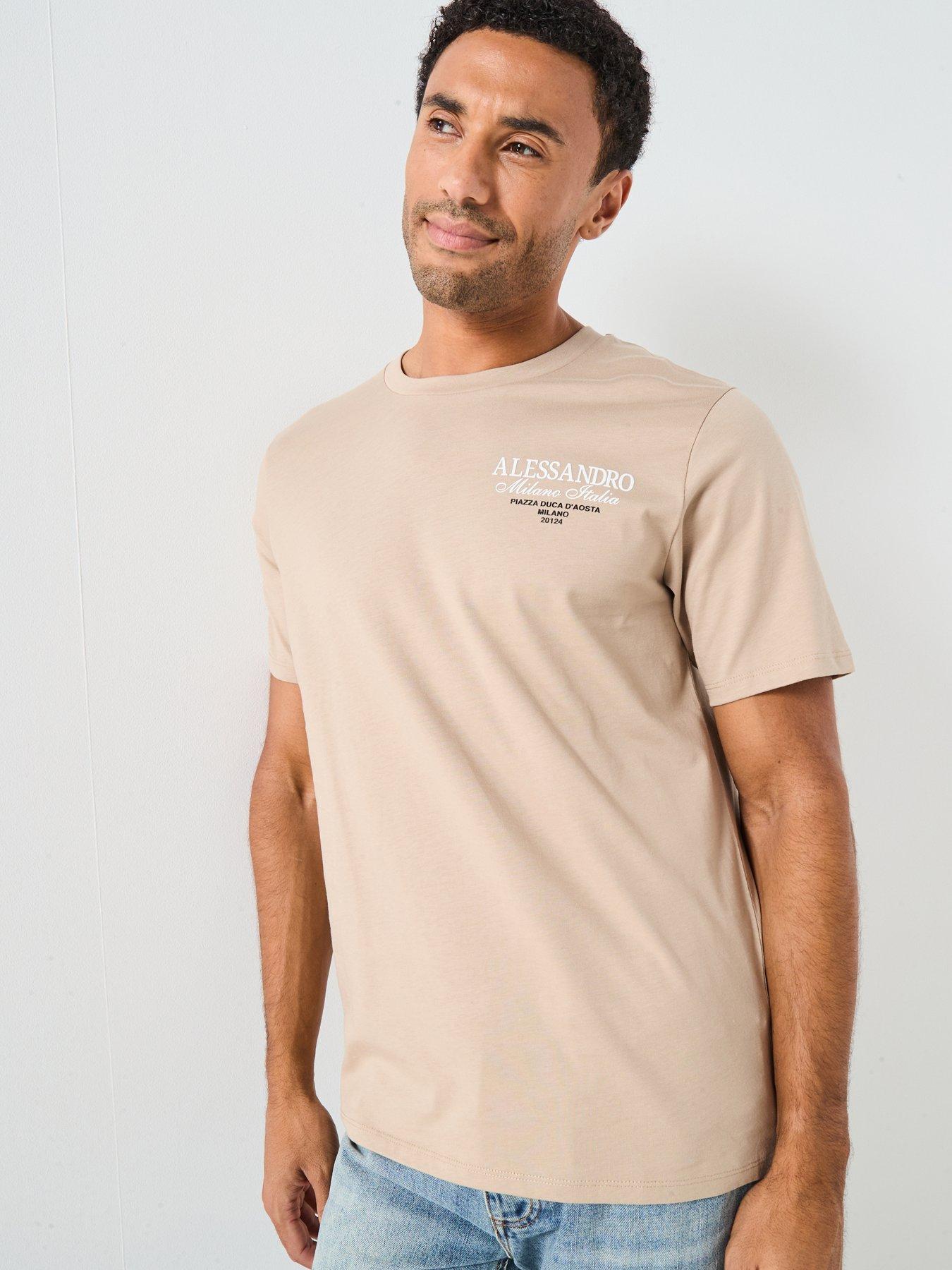Image 2 of 5 of Alessandro Zavetti Montanelli Graphic Back Print T-Shirt - Beige