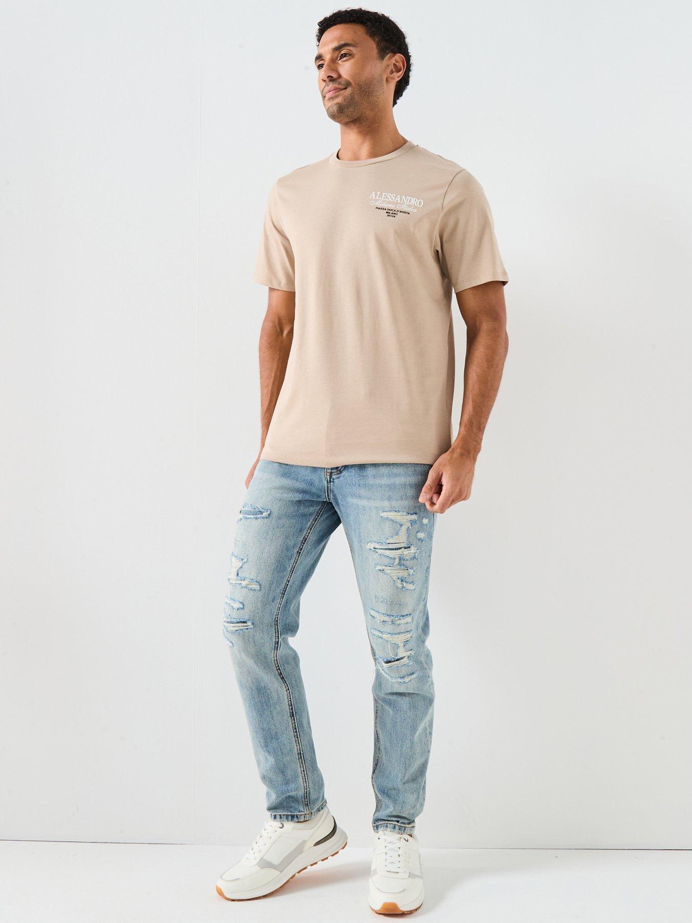 Image 3 of 5 of Alessandro Zavetti Montanelli Graphic Back Print T-Shirt - Beige