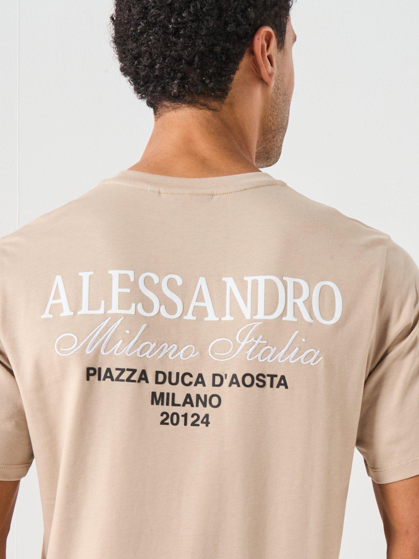 Image 4 of 5 of Alessandro Zavetti Montanelli Graphic Back Print T-Shirt - Beige