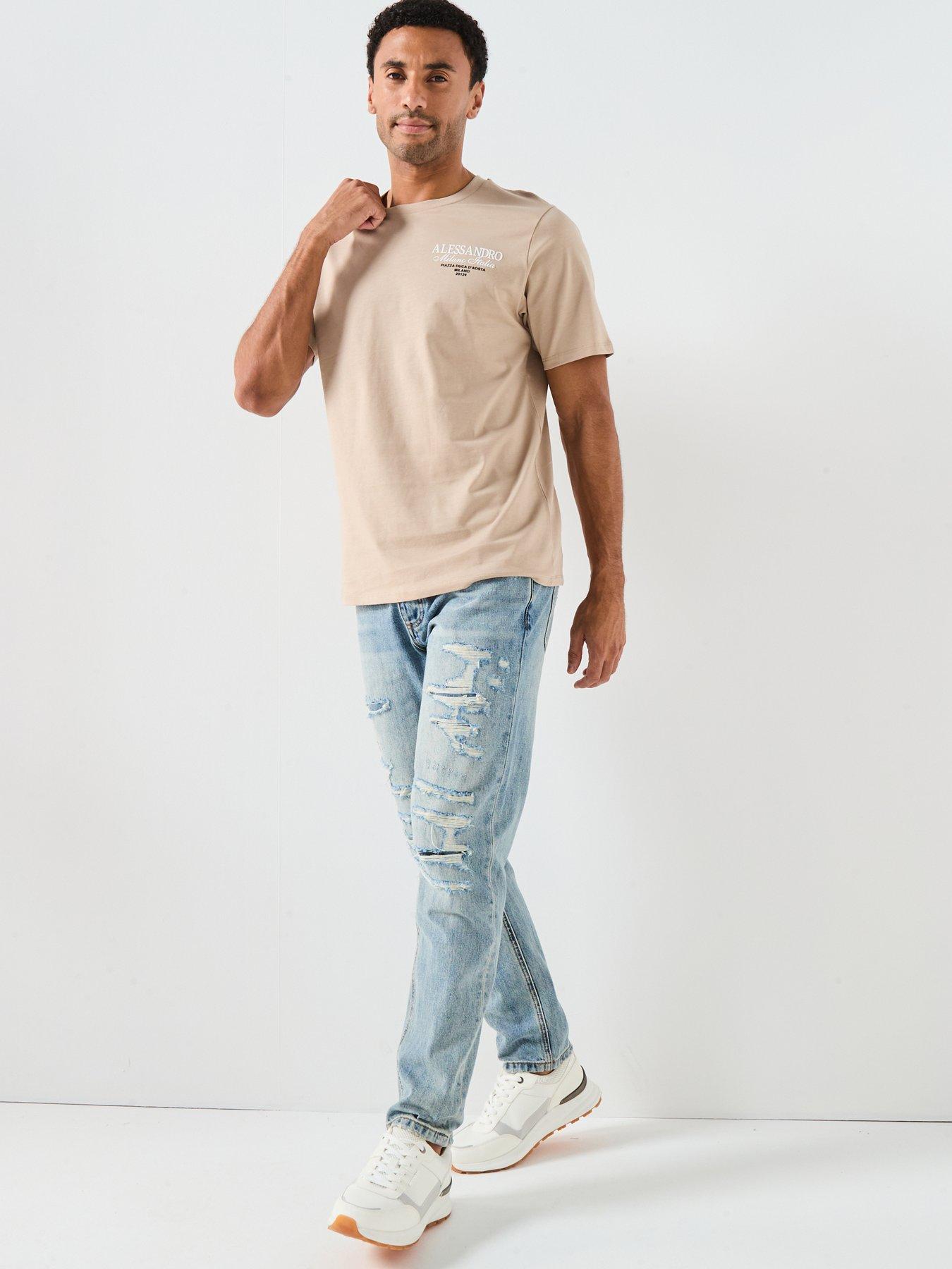 Image 5 of 5 of Alessandro Zavetti Montanelli Graphic Back Print T-Shirt - Beige