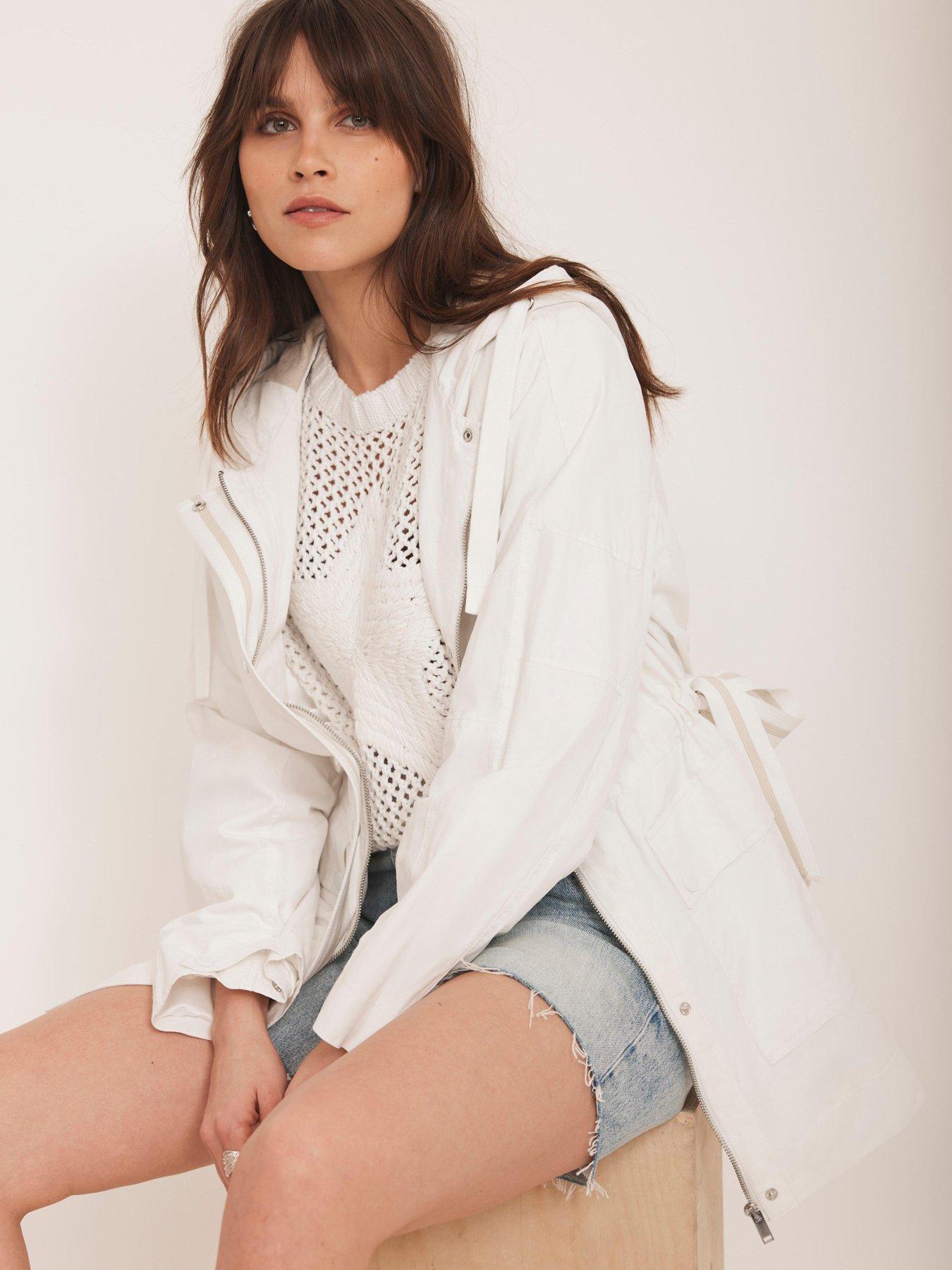 Mint Velvet Ivory Stripe Detail Parka - White