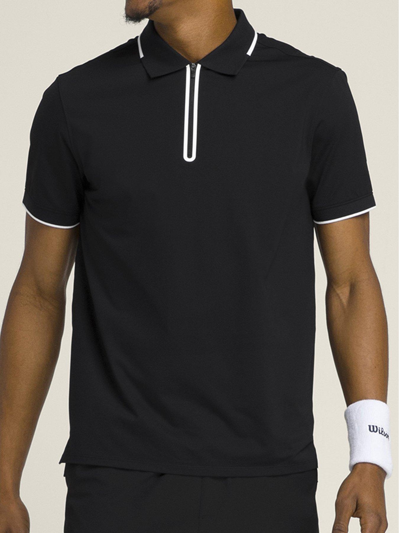 Wilson Mens Tennis Advantage Zip Polo Shirt - Black