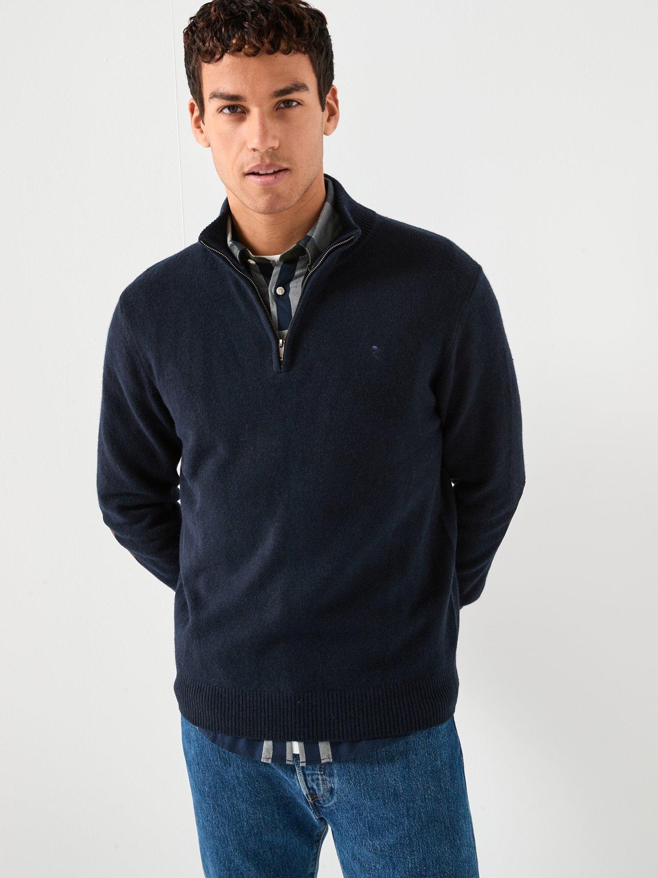 hackett-lambswool-half-zip-knitted-jumper-navy