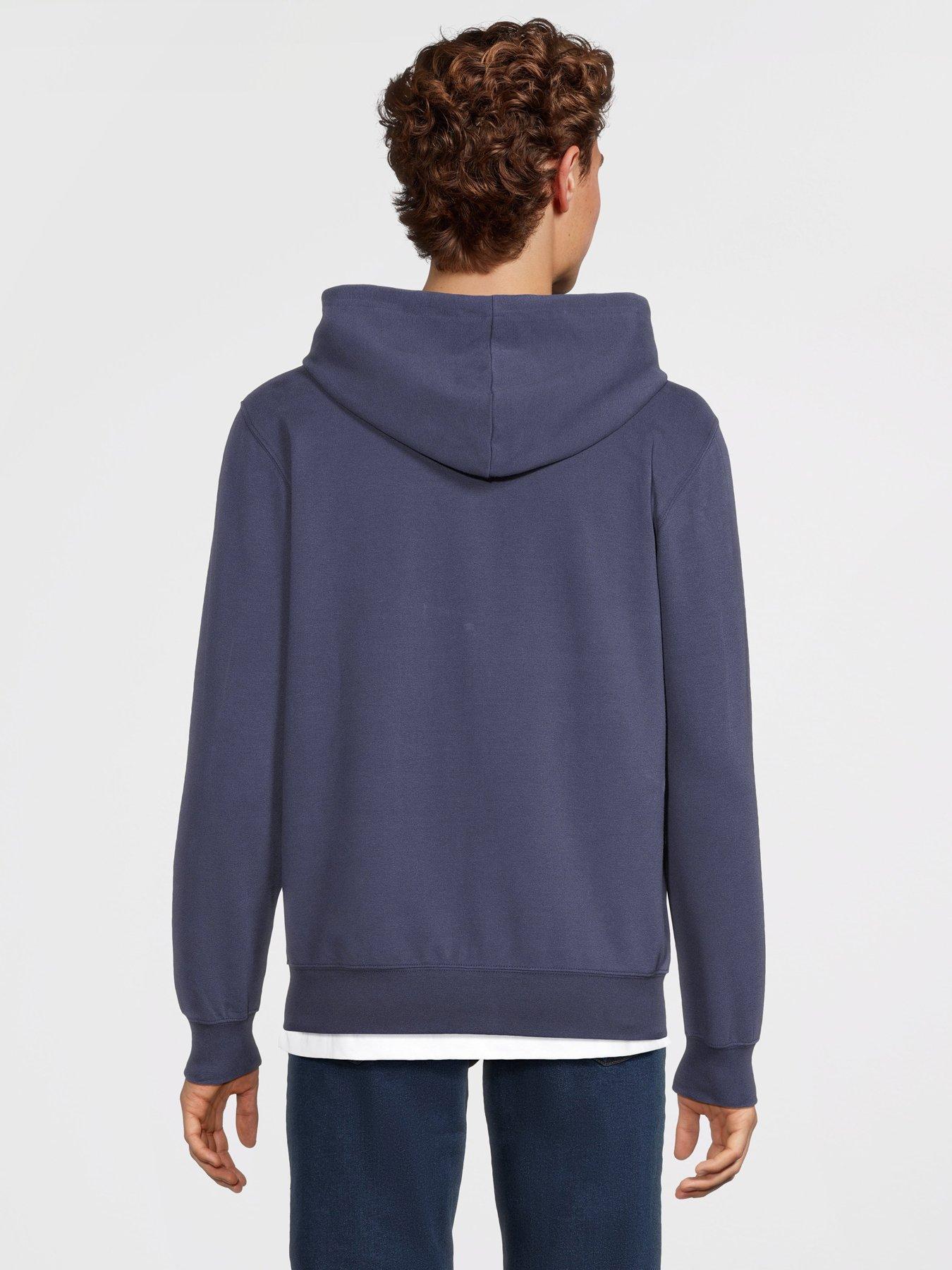 Image 2 of 6 of Hackett Brushed Cotton Zip Hoodie - Navy