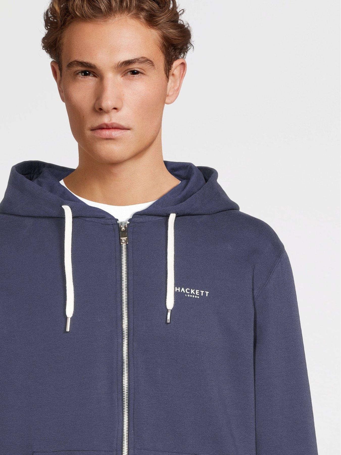 Image 4 of 6 of Hackett Brushed Cotton Zip Hoodie - Navy