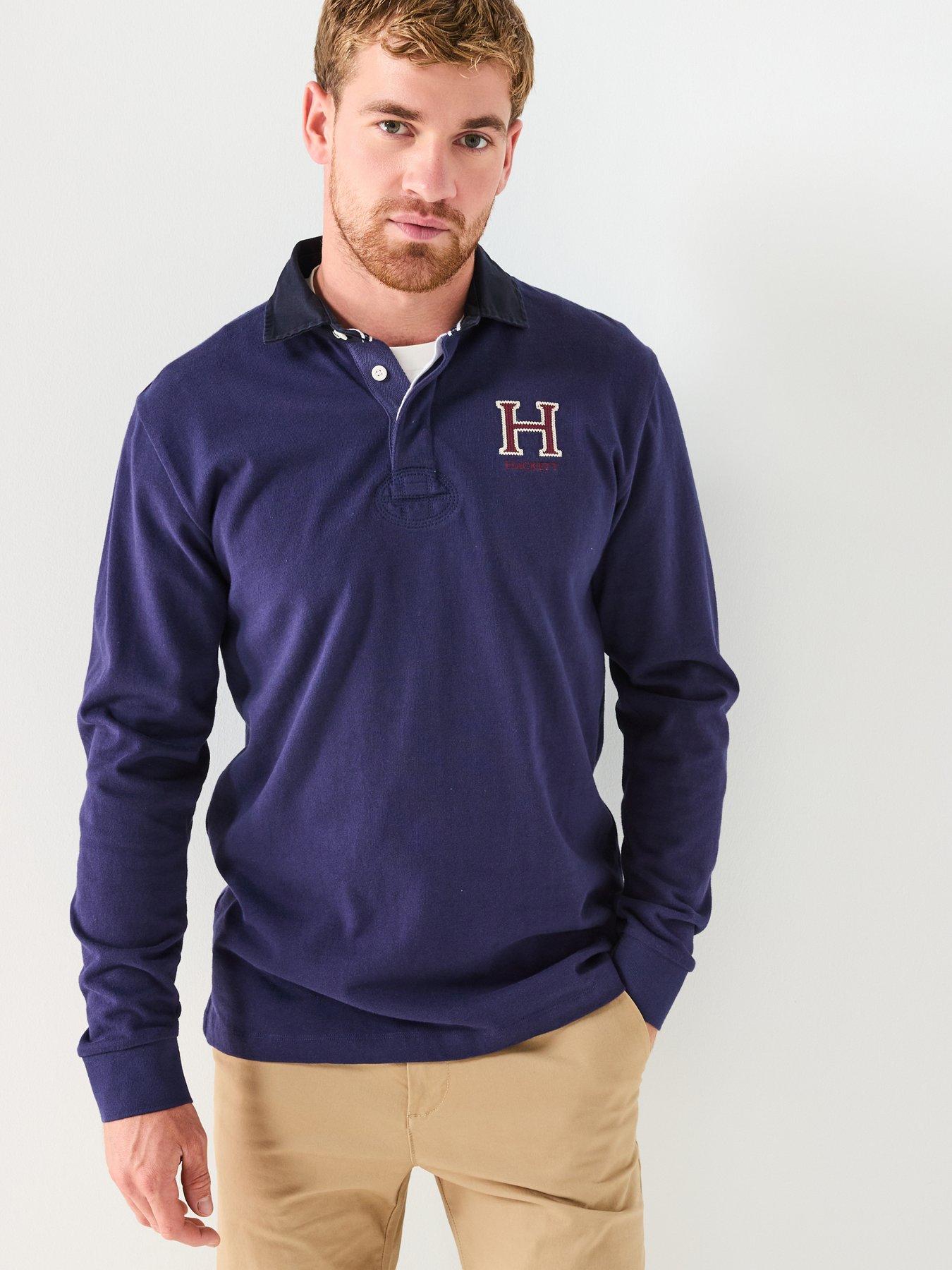 Hackett Heritage H Rugby Long Sleeve Polo Shirt - Navy