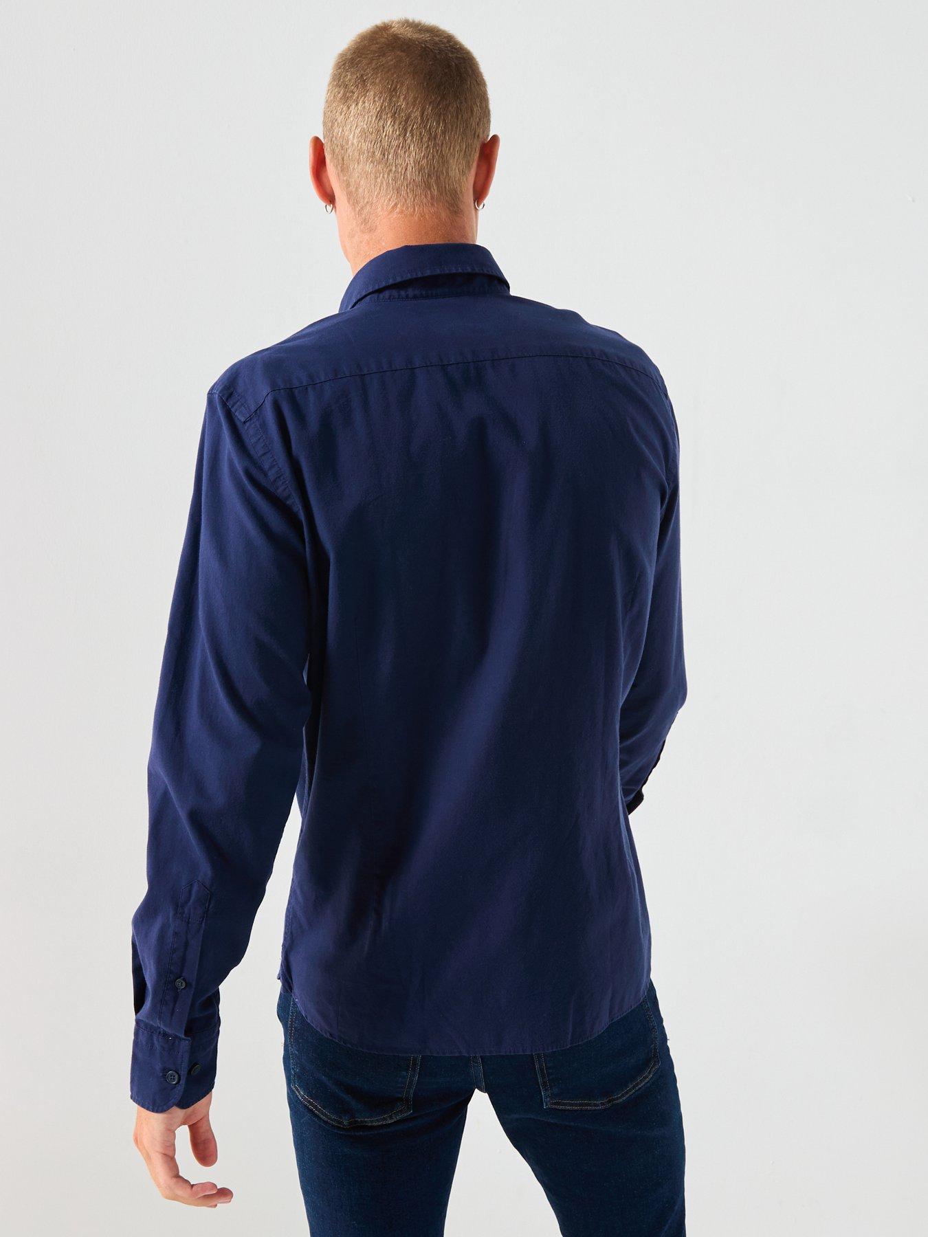 hackett-garment-dye-plain-oxford-shirt-navystillFront