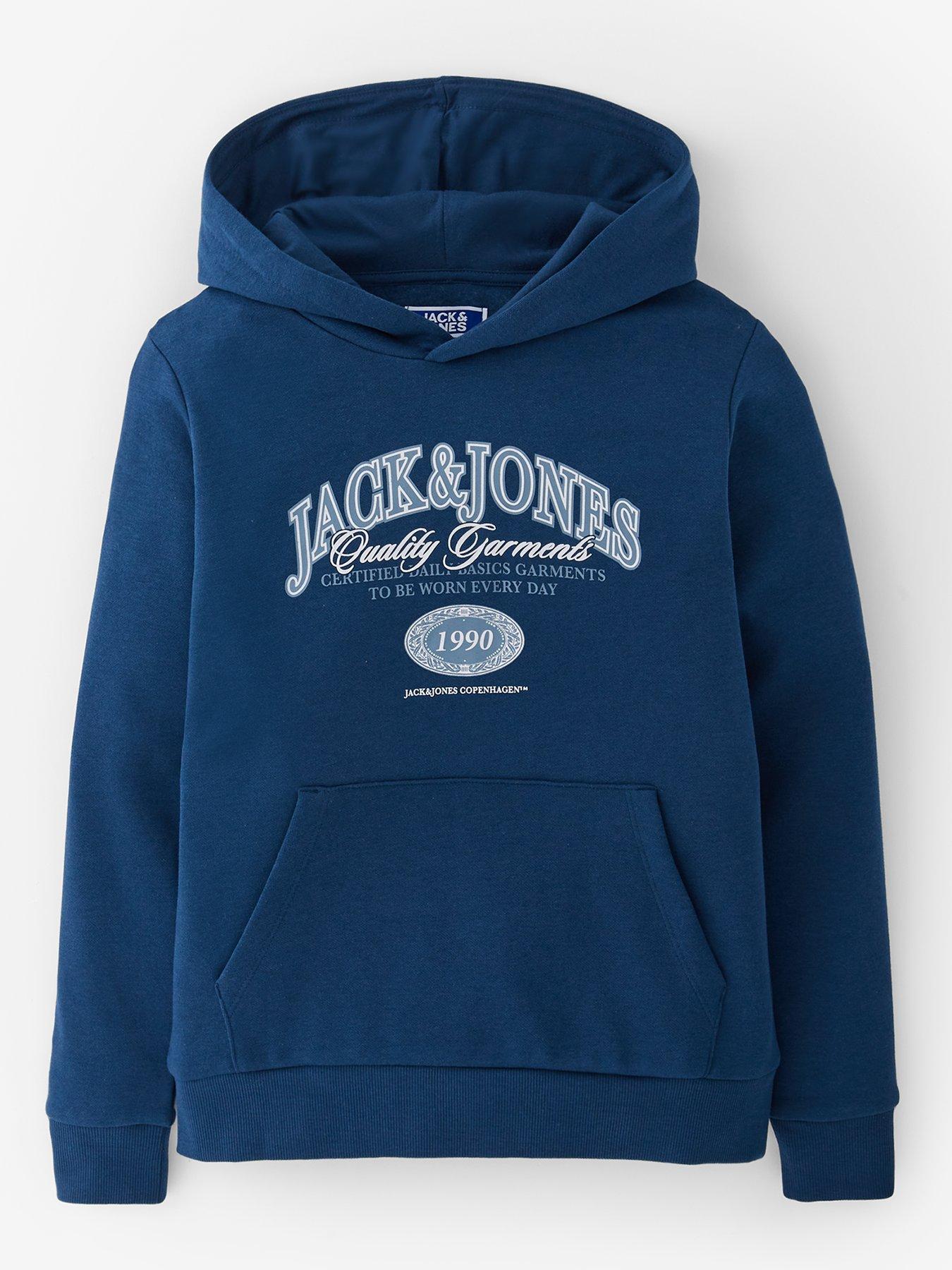 Jack & Jones Junior Boys Ari Branding Hoodie - Blue