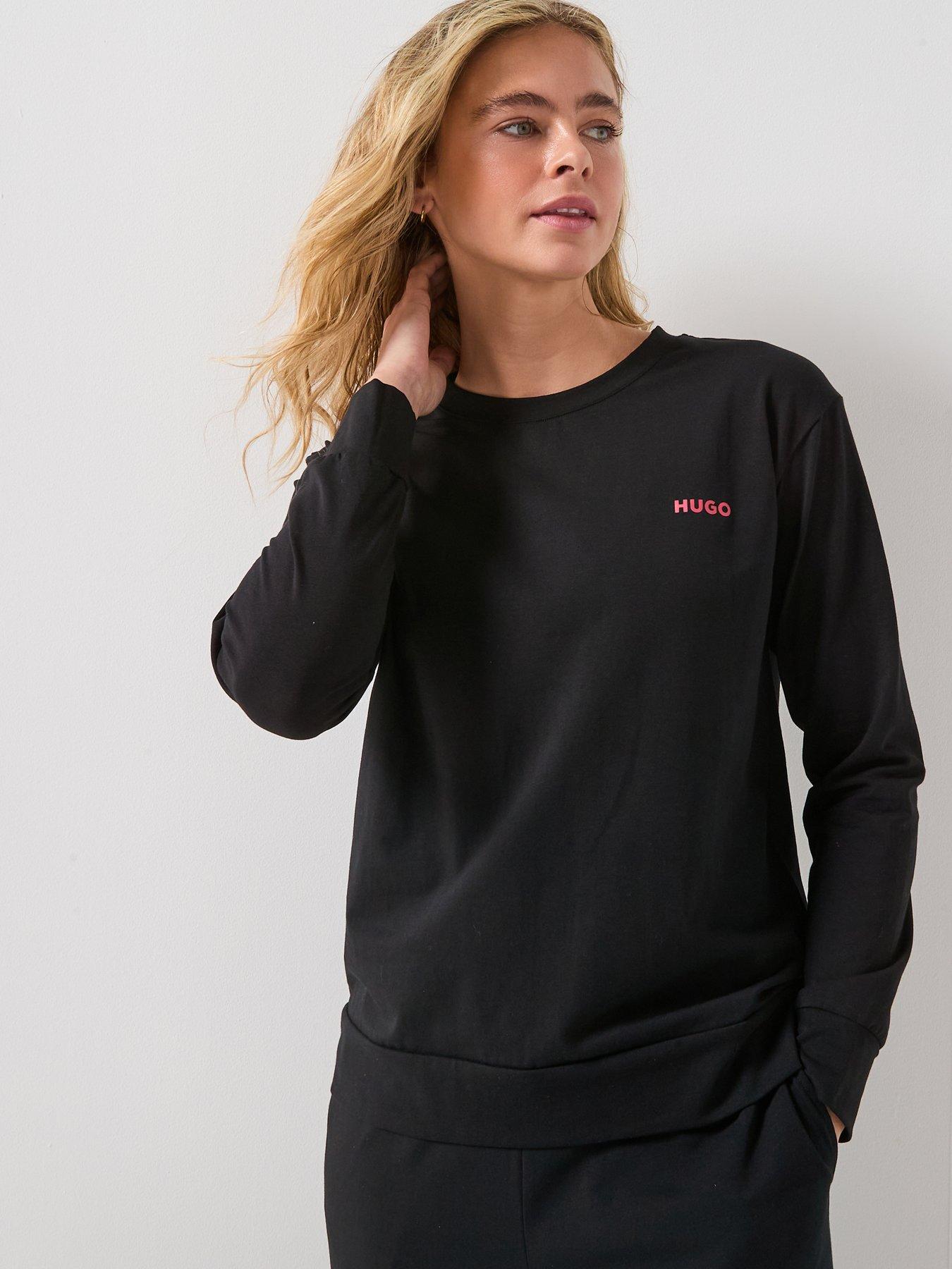 hugo-logo-pyjama-shirt-blackfront