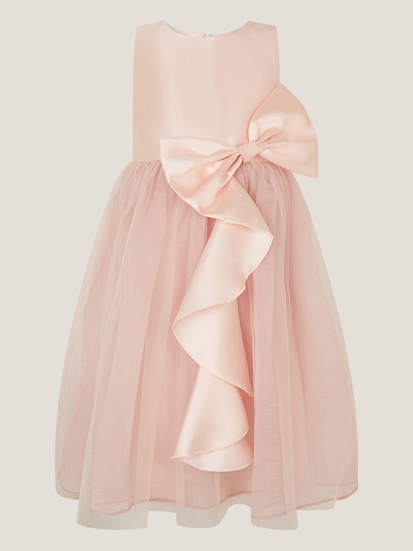 Monsoon Girls Waterfall Bow Tulle Dress - Pink